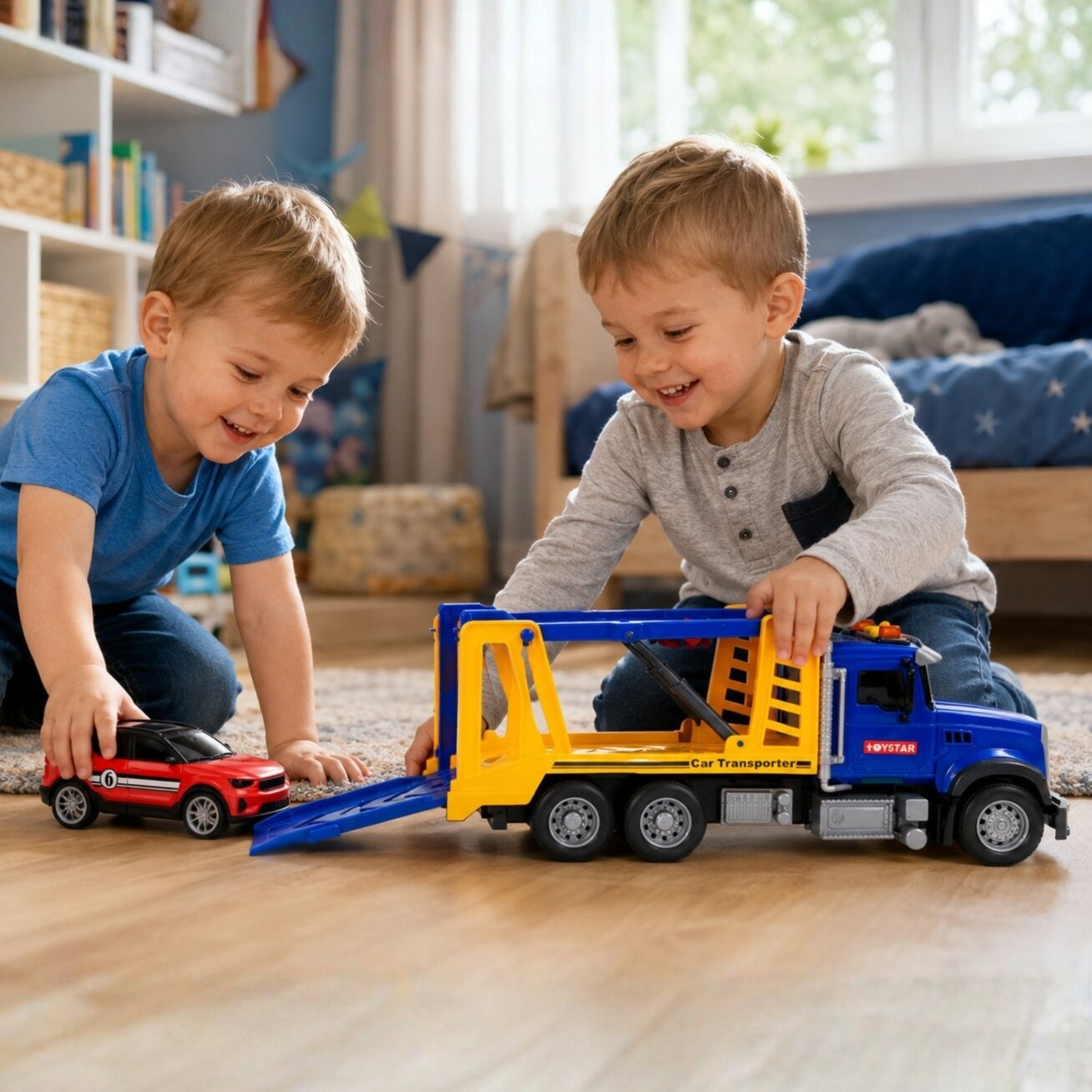 WOOPIE Autovežis Sunkvežimis Transporteris su automobiliuku Šviesa Garsas M 1:14 1 WOOPIE Autovežis Sunkvežimis Transporteris su automobiliuku Šviesa Garsas M 1:14 1