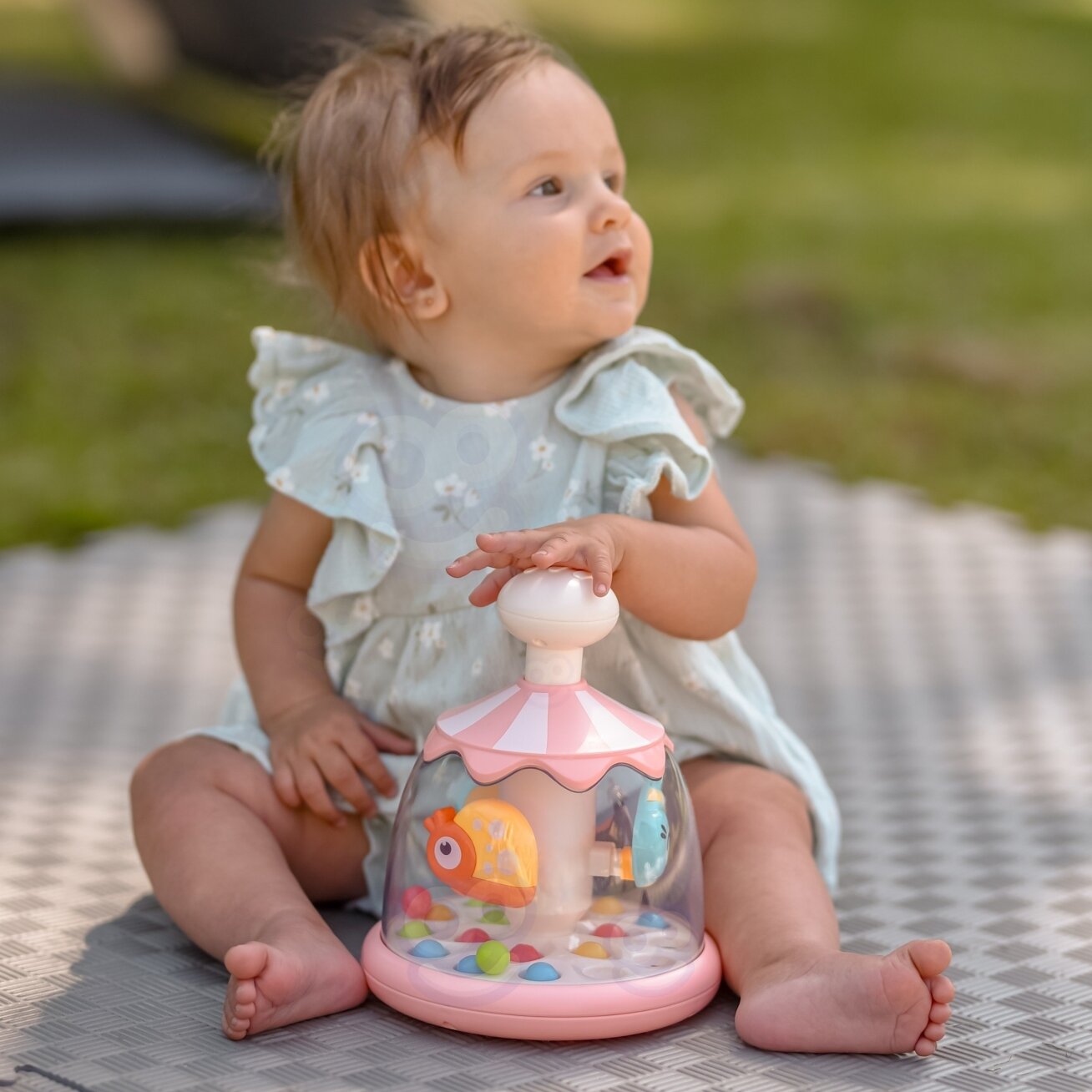 WOOPIE BABY Spalvingi gyvūnėliai rožinis sukutis su kamuoliukais karuselė 3