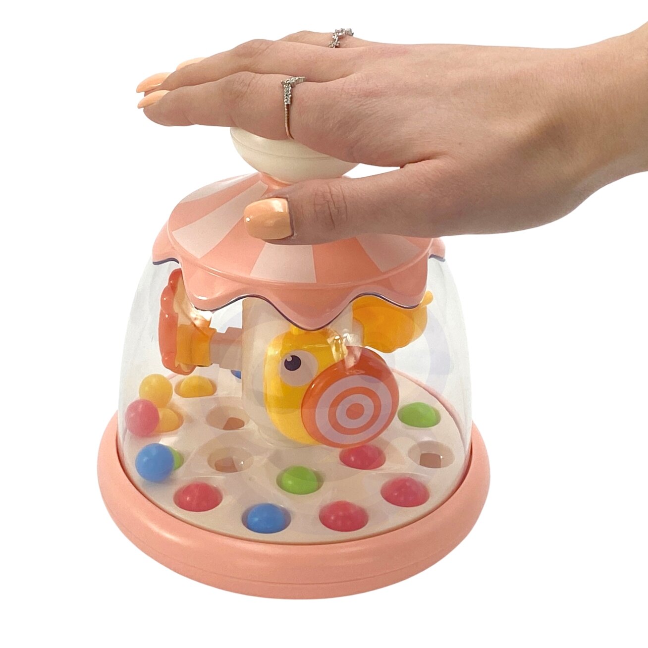 WOOPIE BABY Spalvingi gyvūnėliai rožinis sukutis su kamuoliukais karuselė 5
