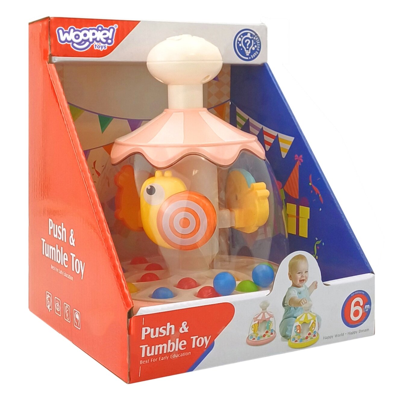 WOOPIE BABY Spalvingi gyvūnėliai rožinis sukutis su kamuoliukais karuselė 9