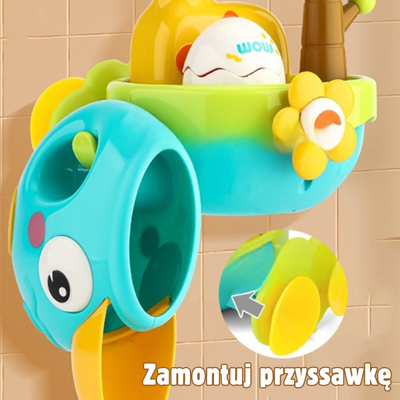 WOOPIE BABY vonios žaislas žirafa su piltuvėliu ir siurbtuku 8