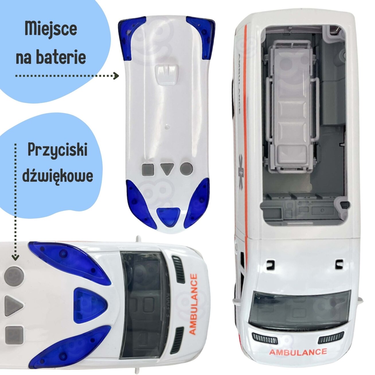 WOOPIE Greitoji pagalba Greitosios automobilis su neštuvais rinkinyje + garso ir šviesos signalai 11