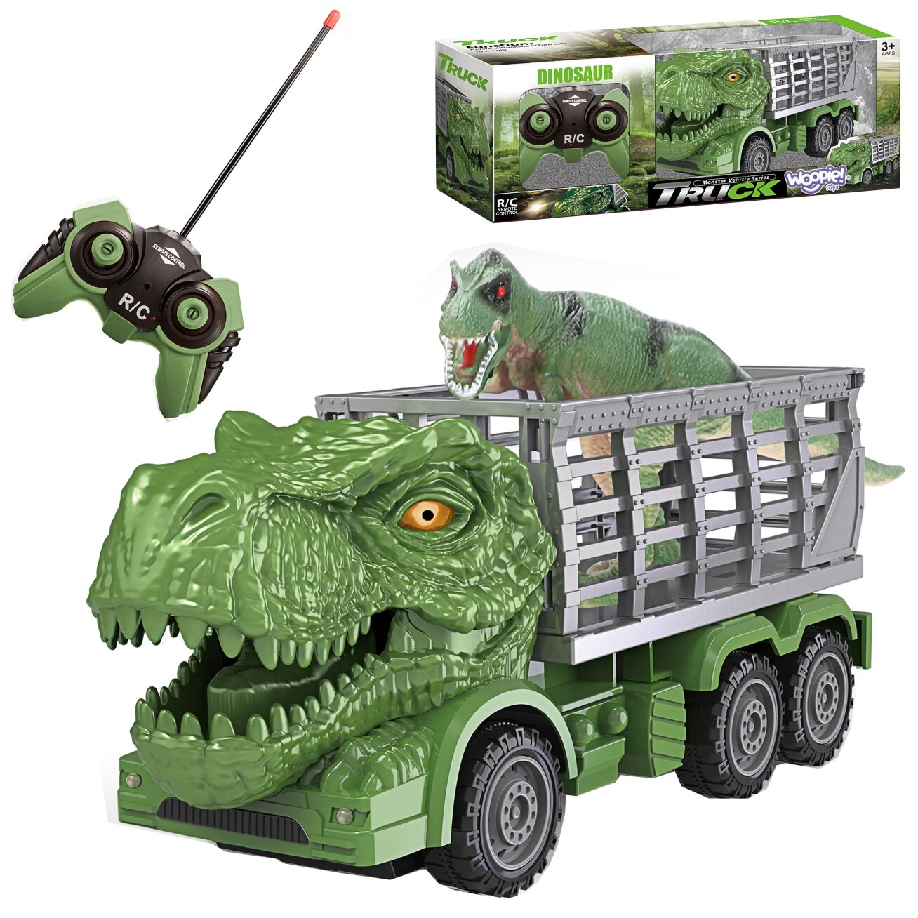 WOOPIE Nuotoliniu būdu valdomas RC automobilis Dinozauras žalias + figūrėlė
