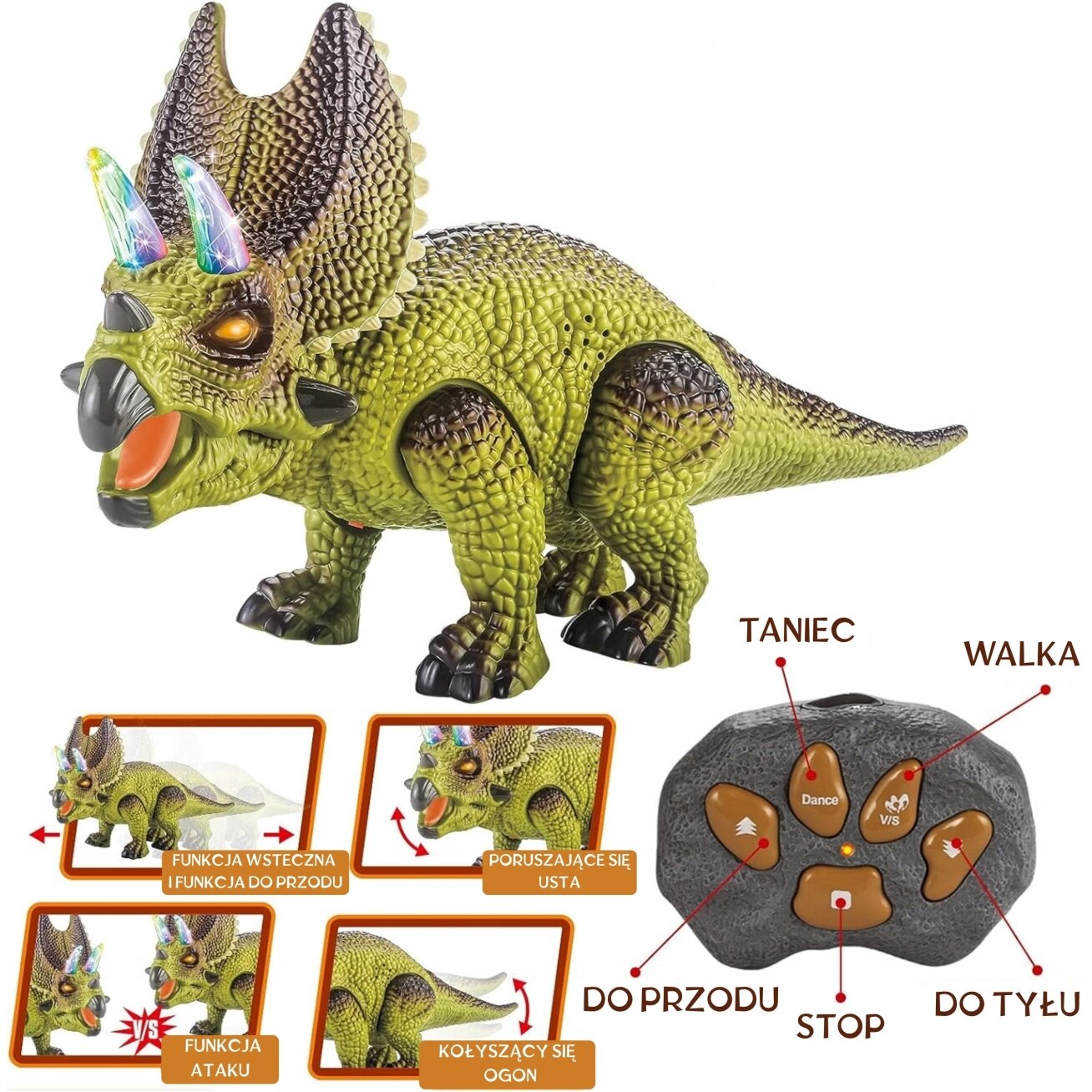 WOOPIE Nuotoliniu būdu valdomas dinozauras RC robotas Triceratopsas 12