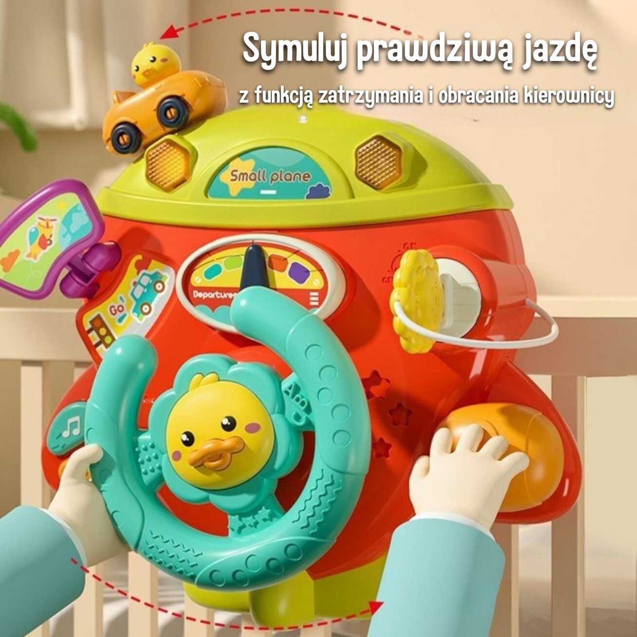 WOOPIE BABY Interaktyvus lėktuvo formos vairas, transporto priemonė tvirtinimui prie lovytės / vežimėlio, efektai 18m+ 1