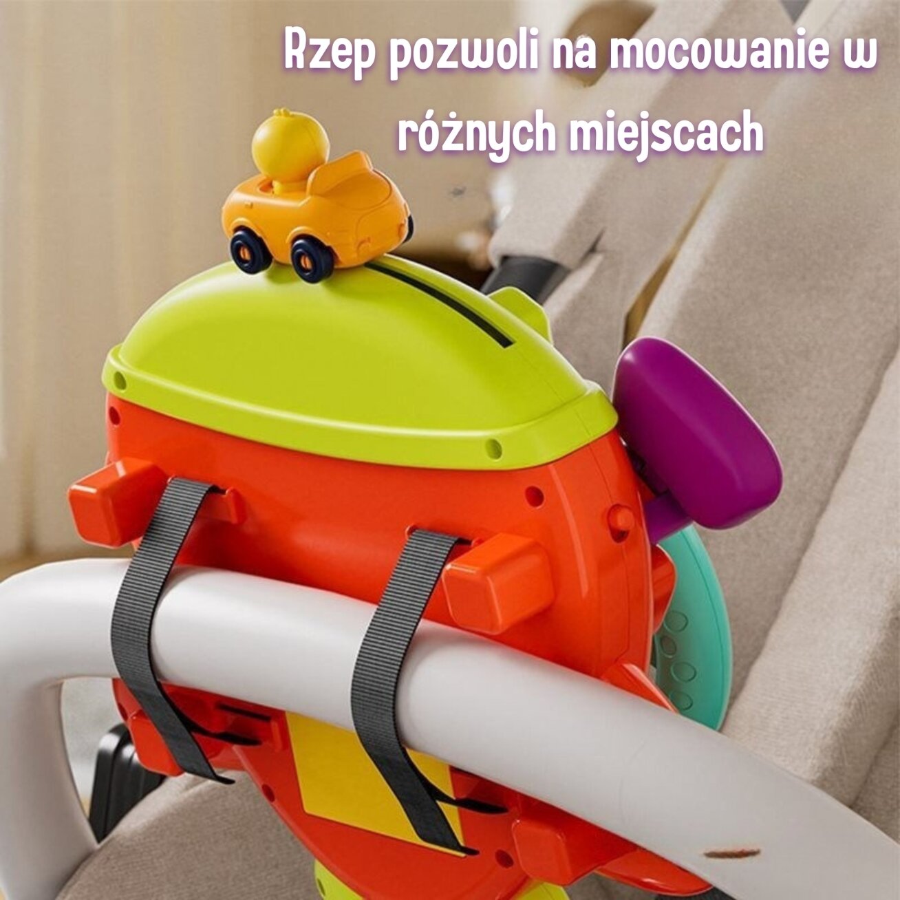 WOOPIE BABY Interaktyvus lėktuvo formos vairas, transporto priemonė tvirtinimui prie lovytės / vežimėlio, efektai 18m+ 3
