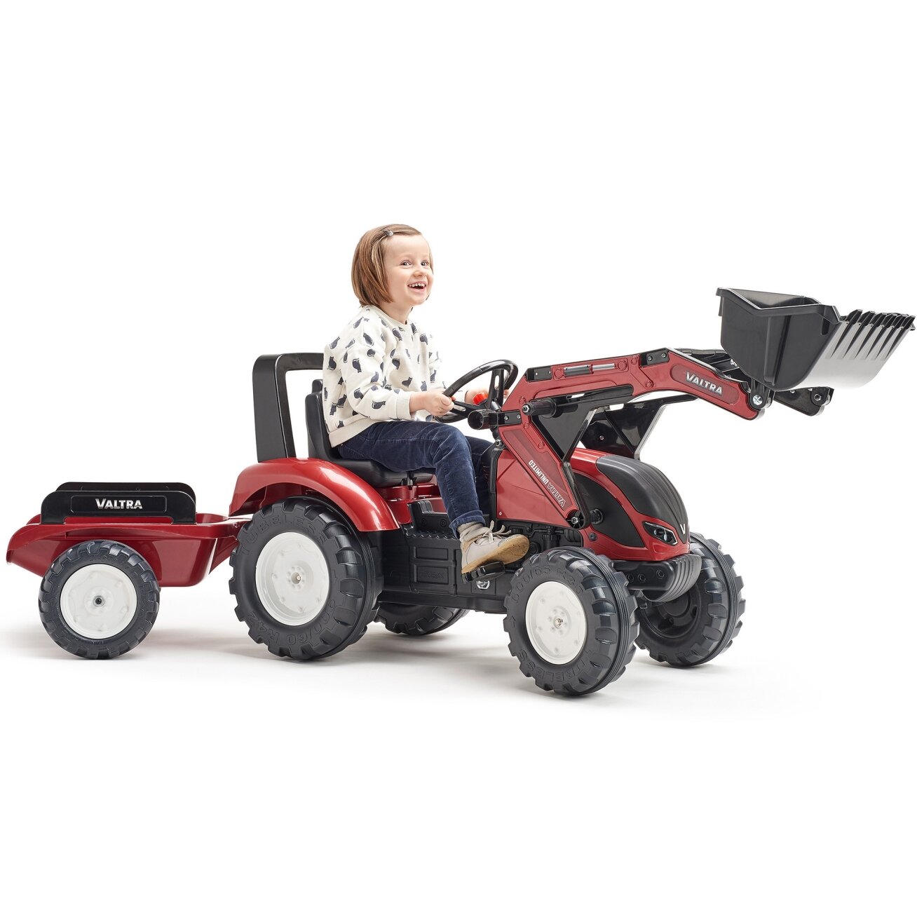 FALK pedalinis traktorius Valtra S4 su kaušu ir priekaba 3–7 m. 7