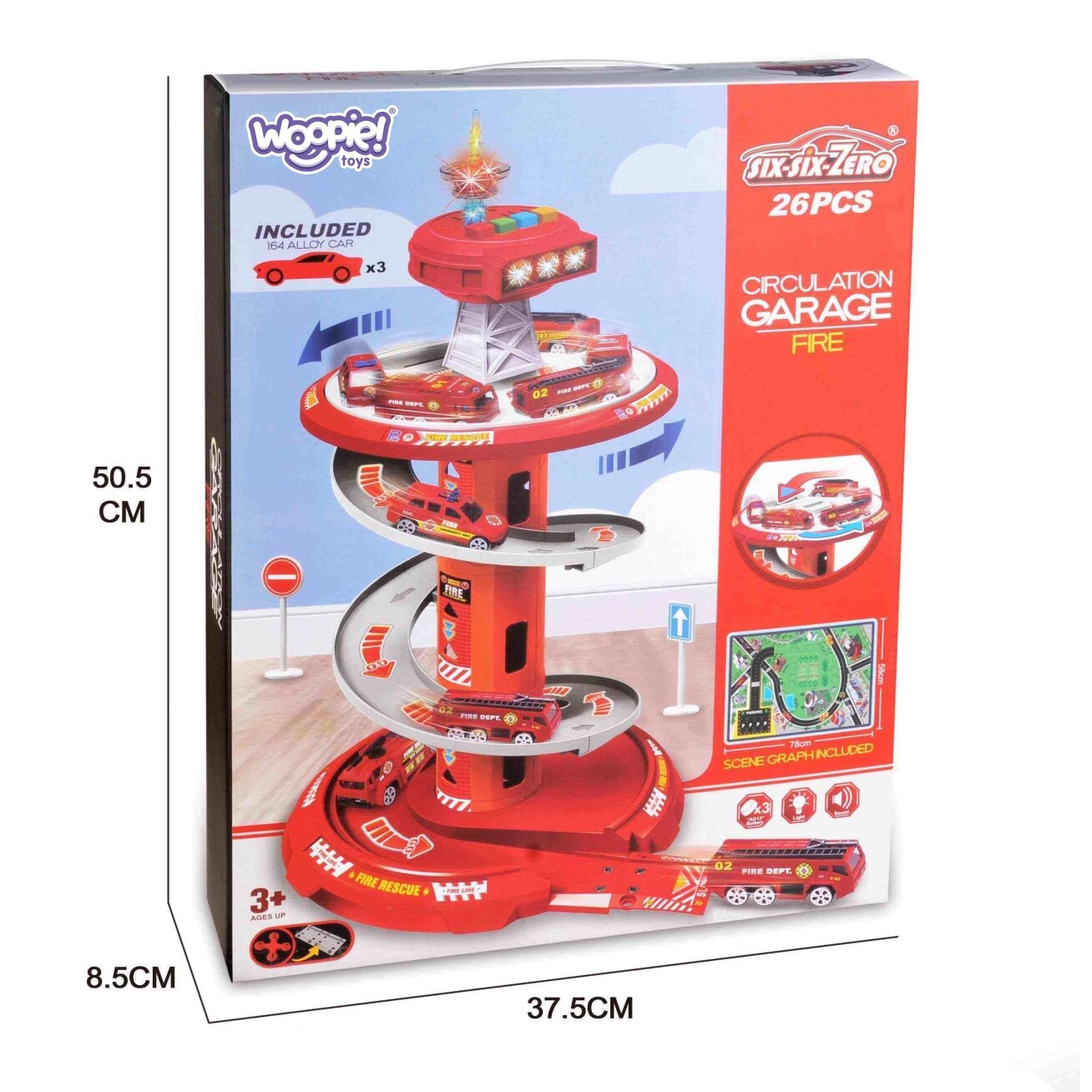 WOOPIE Spiralinis garažas-trasą automobiliukams 3 vnt. 14 WOOPIE Spiralinis garažas-trasą automobiliukams 3 vnt. 14