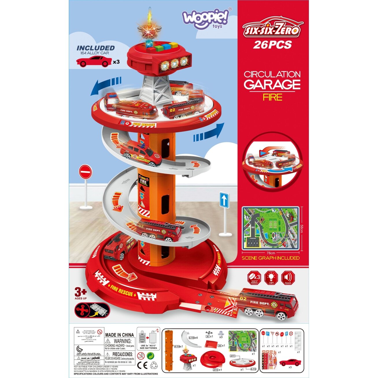 WOOPIE Spiralinis garažas-trasą automobiliukams 3 vnt. 15 WOOPIE Spiralinis garažas-trasą automobiliukams 3 vnt. 15