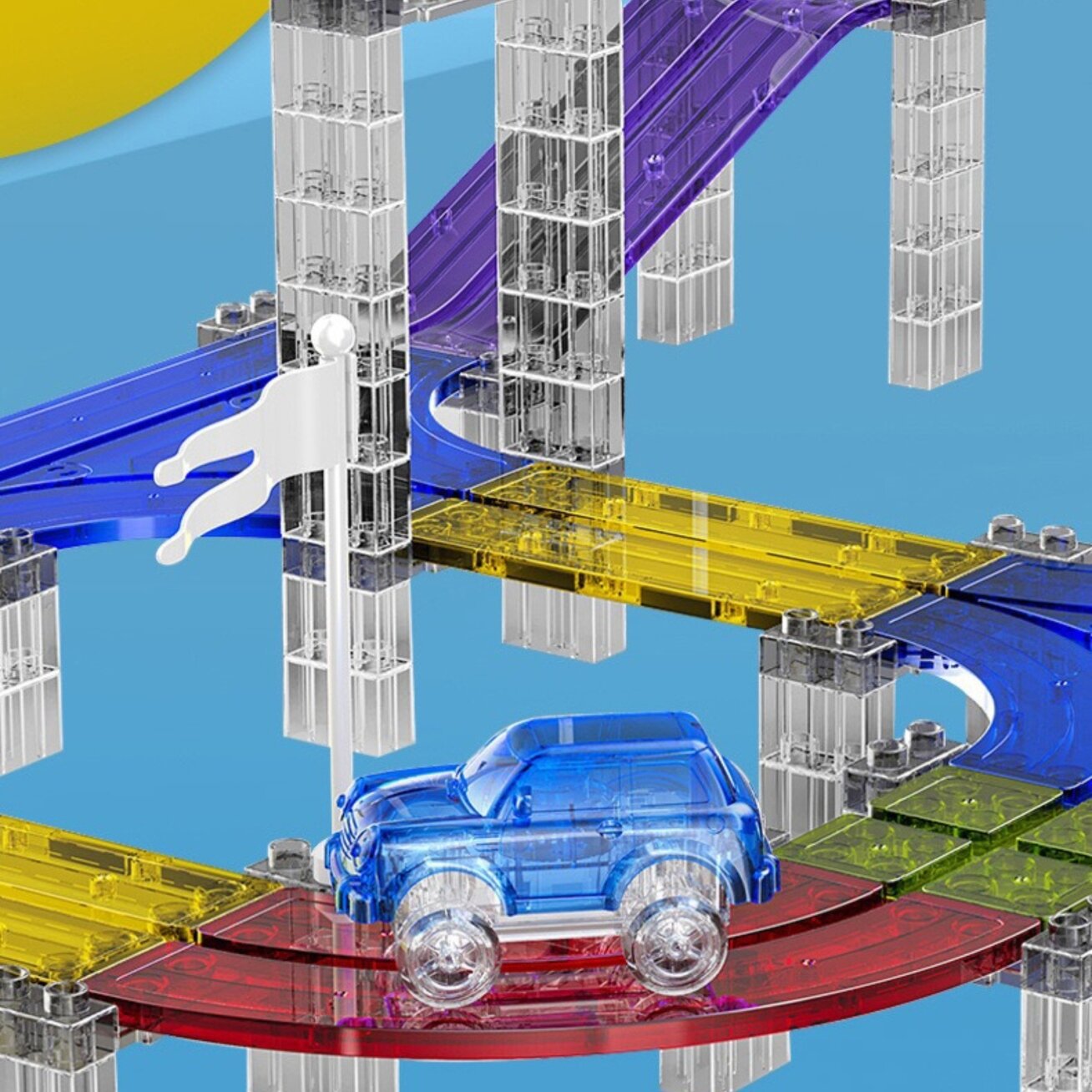 WOOPIE Magnetinė lenktyninė automobilių trasa + mašinėlė 137 vnt. 6 WOOPIE Magnetinė lenktyninė automobilių trasa + mašinėlė 137 vnt. 6