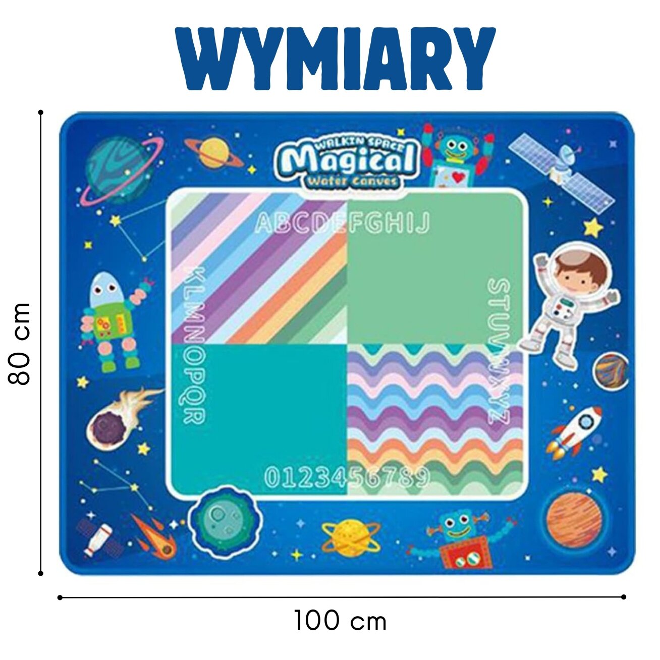 WOOPIE Vandens piešimo kilimėlis XXL 100x80cm Kosmosas Mėlynas 4