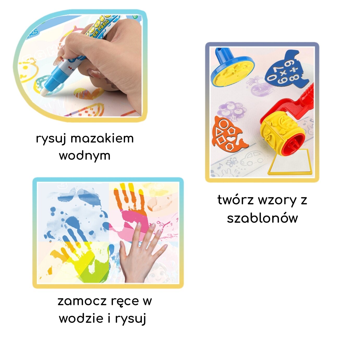 WOOPIE Vandens piešimo kilimėlis kūrybinis rinkinys su priedais 2 WOOPIE Vandens piešimo kilimėlis kūrybinis rinkinys su priedais 2
