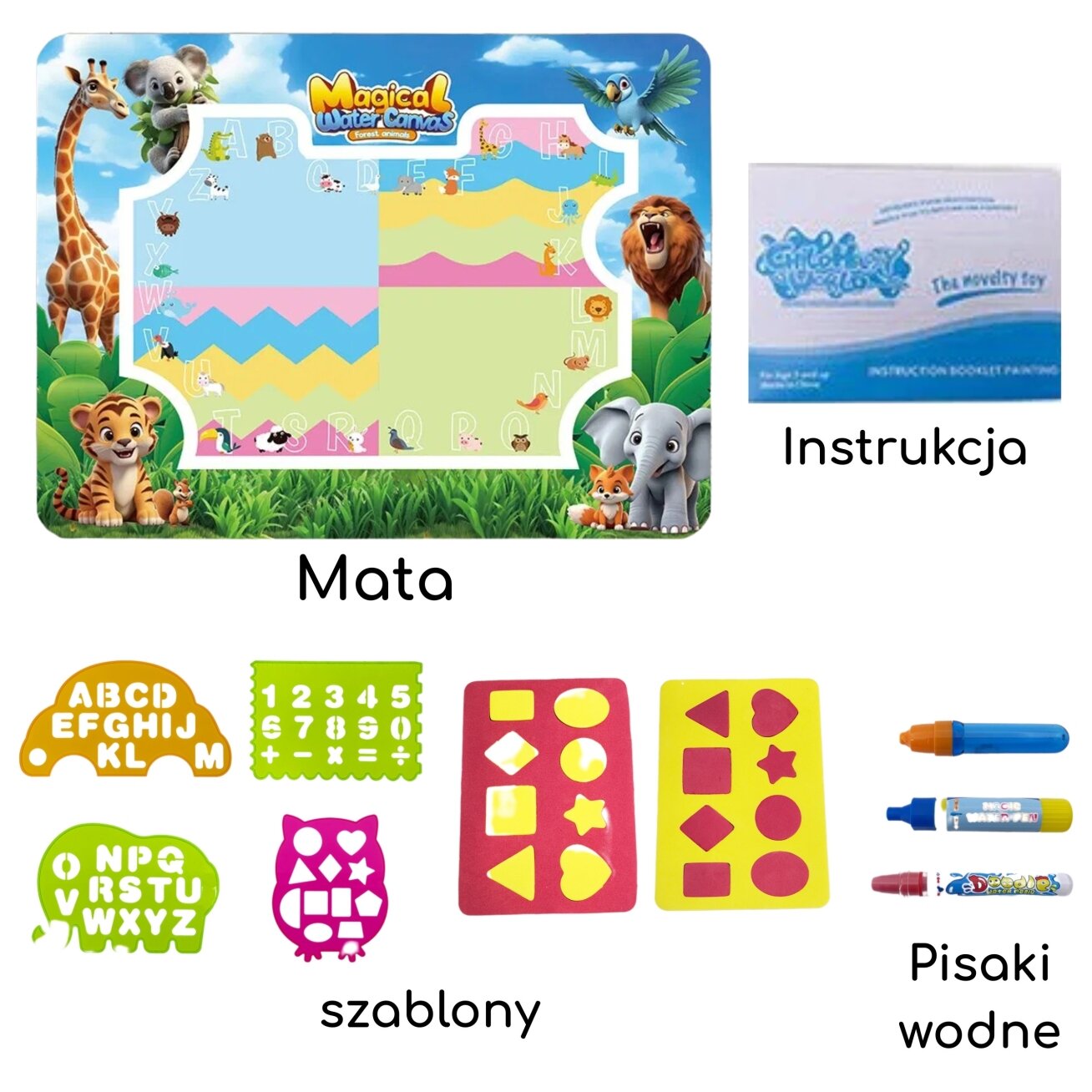 WOOPIE Vandens kilimėlis piešimui Safari raidės skaičiai 5