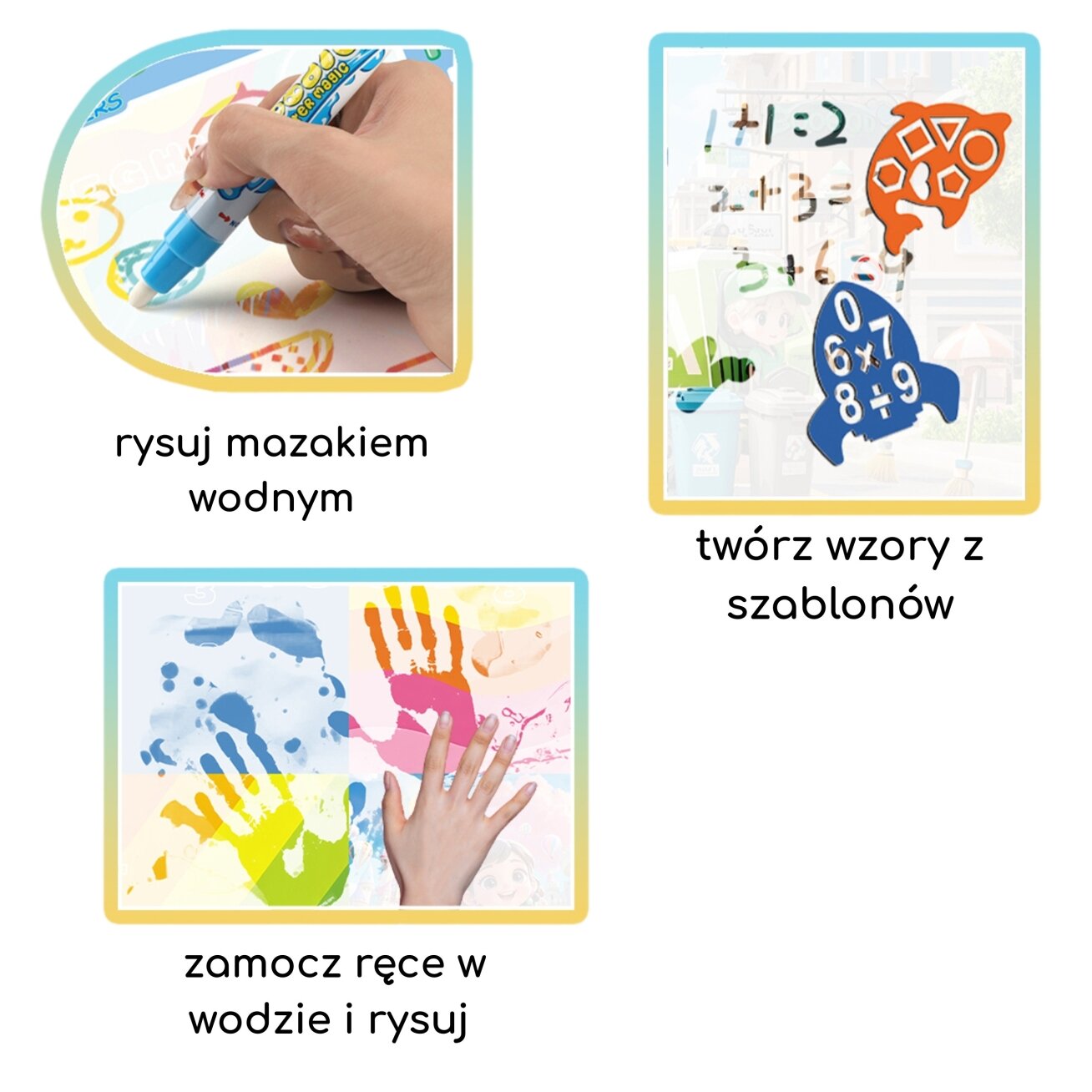 WOOPIE vandens piešimo kilimėlis vaikams su dinozaurais + priedai 5