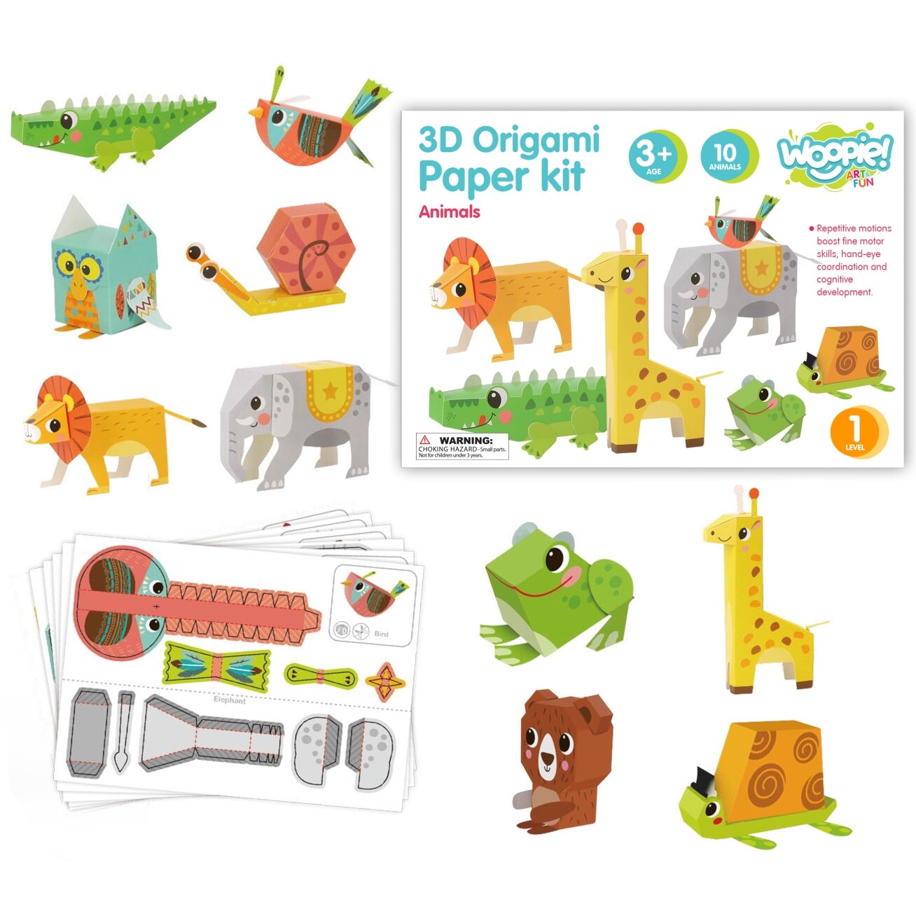WOOPIE ART&FUN Kūrybinis rinkinys 3D origami „Pasidaryk pats“ 10 gyvūnėlių 20 WOOPIE ART&FUN Kūrybinis rinkinys 3D origami „Pasidaryk pats“ 10 gyvūnėlių 20