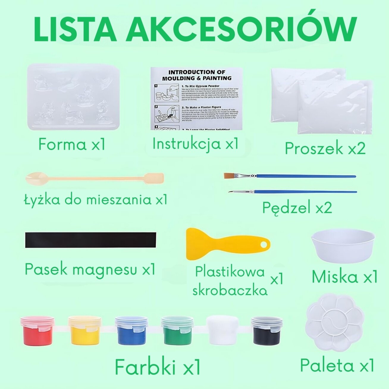 WOOPIE Kūrybinis rinkinys su dažais DIY Pagamink gipso liejinius figūrėles ir nudažyk – Gyvūnėlių rinkinys 7 WOOPIE Kūrybinis rinkinys su dažais DIY Pagamink gipso liejinius figūrėles ir nudažyk – Gyvūnėlių rinkinys 7