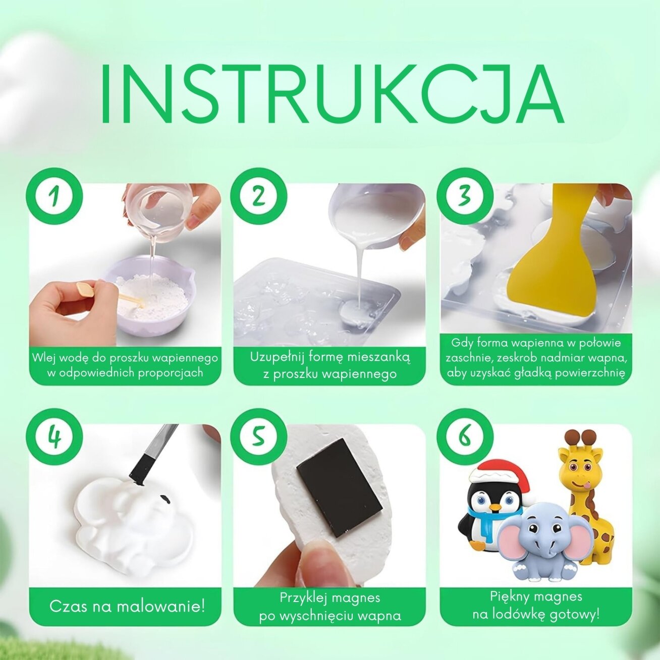 WOOPIE Kūrybinis rinkinys su dažais DIY Pagamink gipso liejinius figūrėles ir nudažyk – Gyvūnėlių rinkinys 8