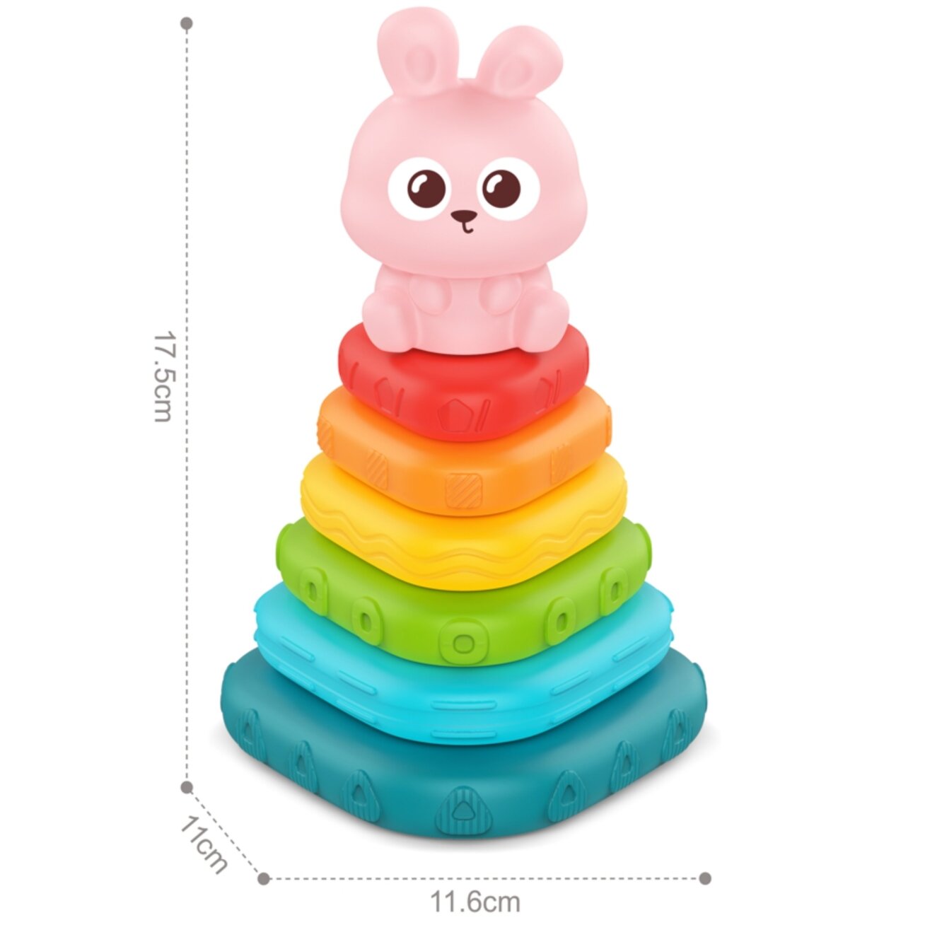 WOOPIE BABY Sensorinė piramidė Bokštelis Rūšiuotuvas Zuikutis 6m+ 2