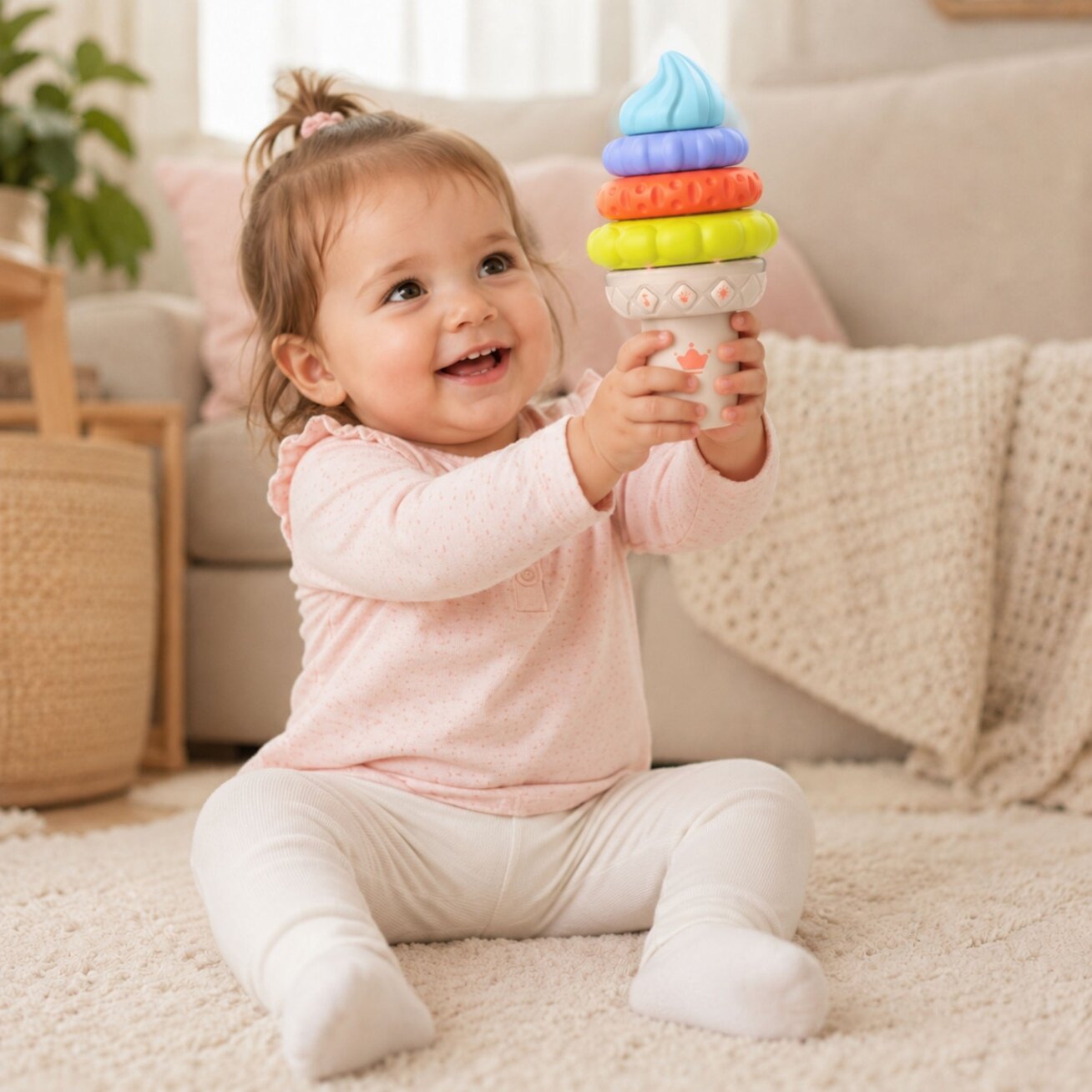 WOOPIE BABY Muzikinis edukacinis ledas Sensorinė dėlionė 5 el. Garsas Šviesos 2