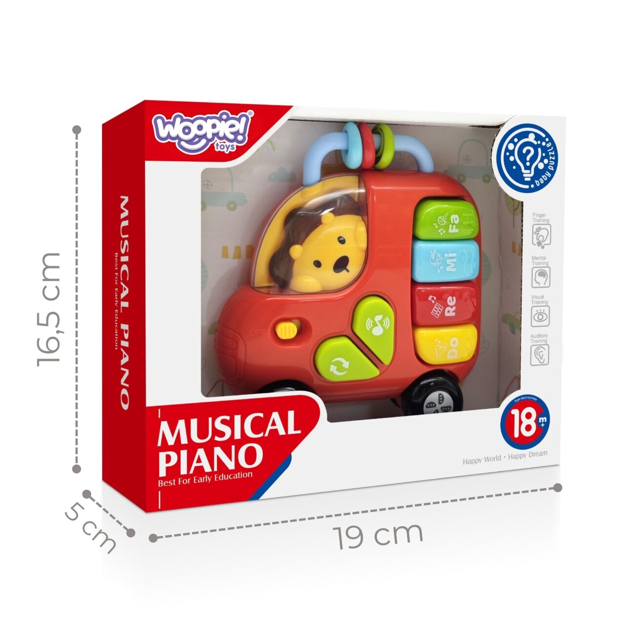 WOOPIE BABY Interaktyvus pianinas Autobusas Liūtas Muzikiniai vargonėliai Garsai Šviesos 18m 5