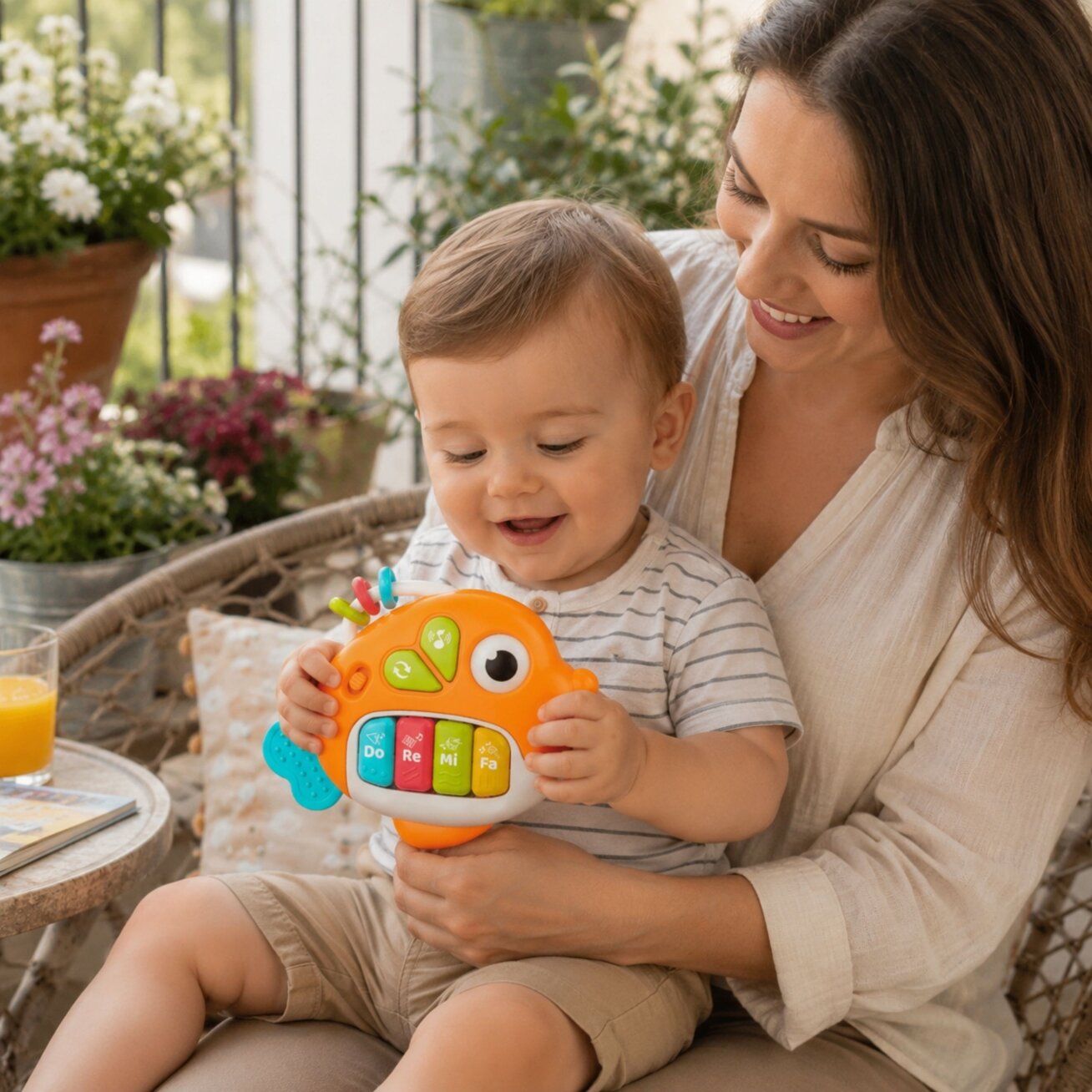 WOOPIE BABY Interaktyvus pianinas Žuvelė Muzikiniai vargonėliai Garsai Šviesa 18m+ 1