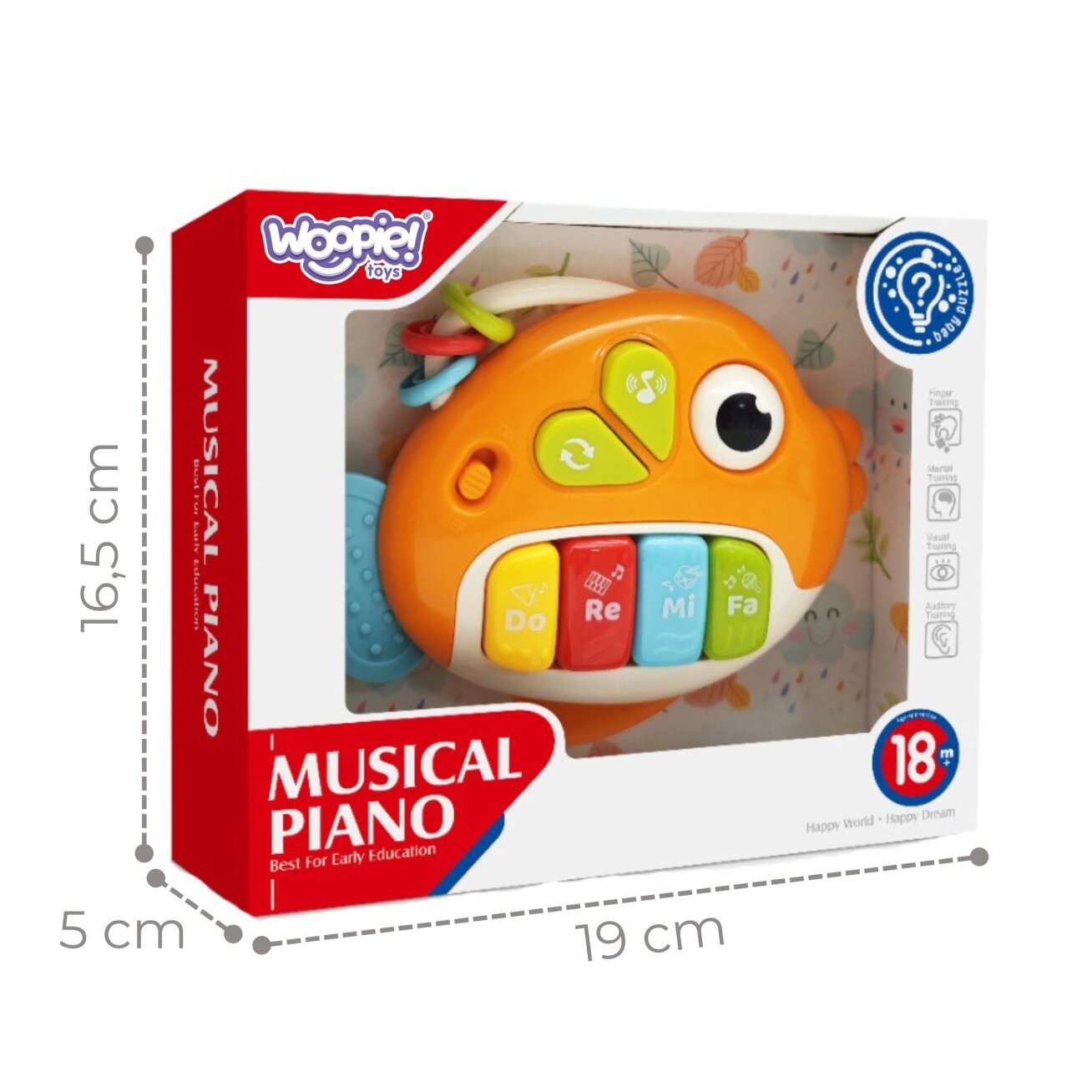 WOOPIE BABY Interaktyvus pianinas Žuvelė Muzikiniai vargonėliai Garsai Šviesa 18m+ 3