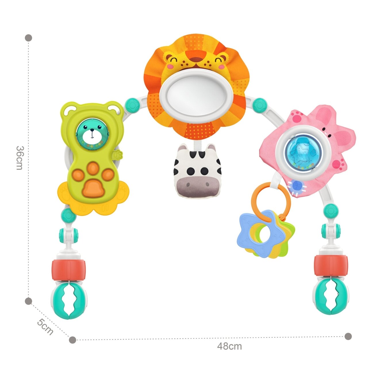 WOOPIE BABY Sensorinis lankas lovytei ir vežimėliui Gyvūnai Liūtas Meškiukas 4