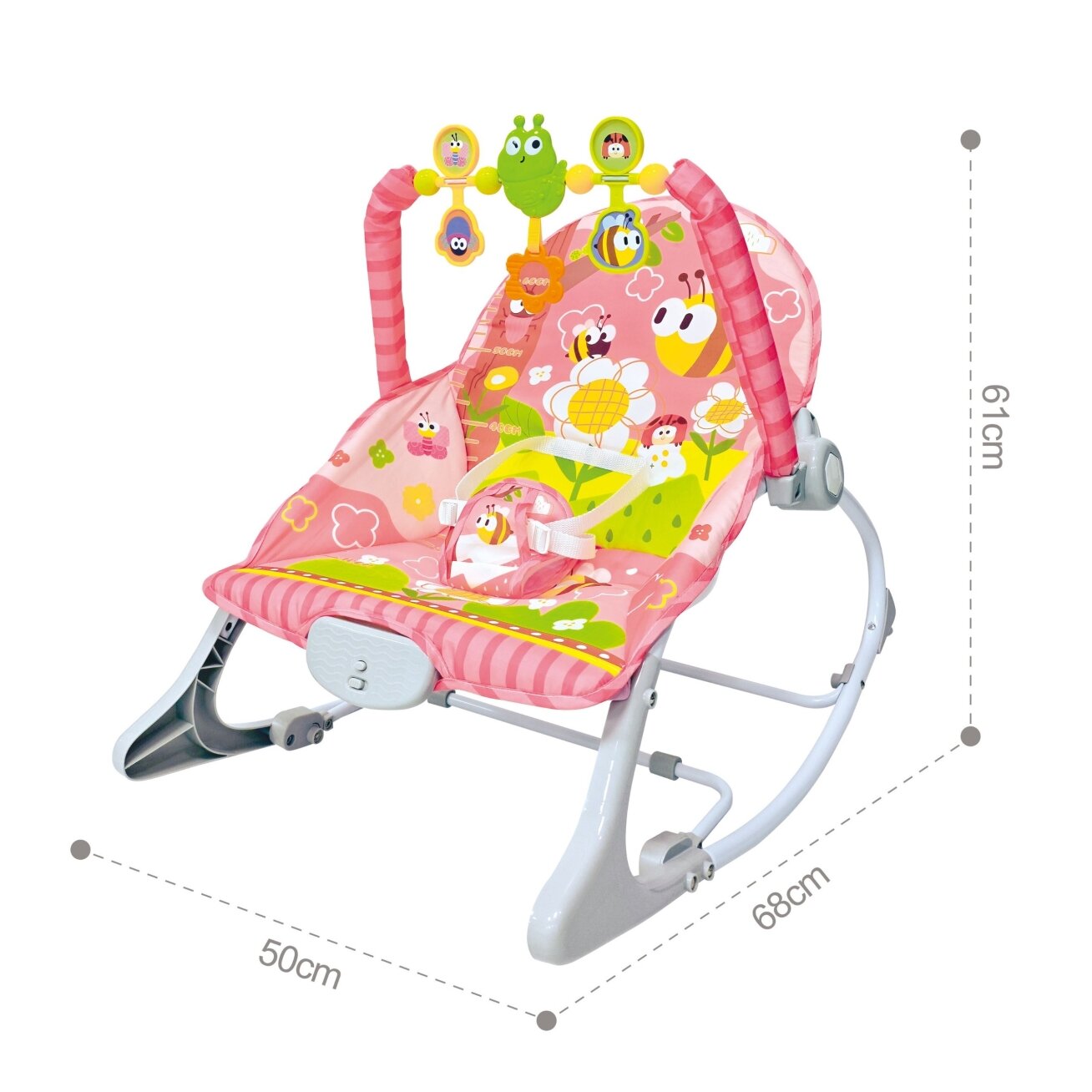 WOOPIE BABY Gultukas supynė su vibracija ir žaislų lanku rožinis 3 WOOPIE BABY Gultukas supynė su vibracija ir žaislų lanku rožinis 3