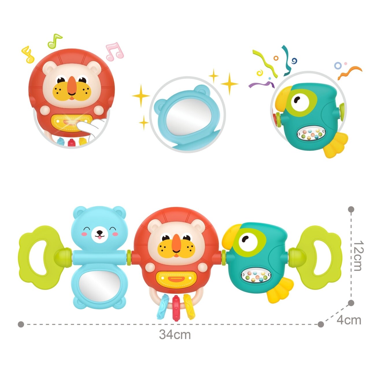 WOOPIE BABY vežimėlio/lovytės pakabinamas sensorinis žaislas grojantis barškutis su veidrodėliu 6m+ 3 WOOPIE BABY vežimėlio/lovytės pakabinamas sensorinis žaislas grojantis barškutis su veidrodėliu 6m+ 3