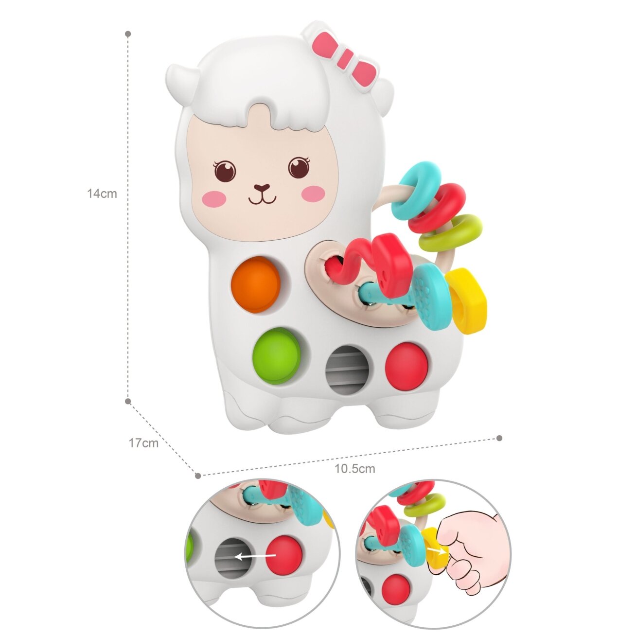 WOOPIE BABY Sensorinis manipuliacinis Montessori žaislas Lama 18m+ 2 WOOPIE BABY Sensorinis manipuliacinis Montessori žaislas Lama 18m+ 2