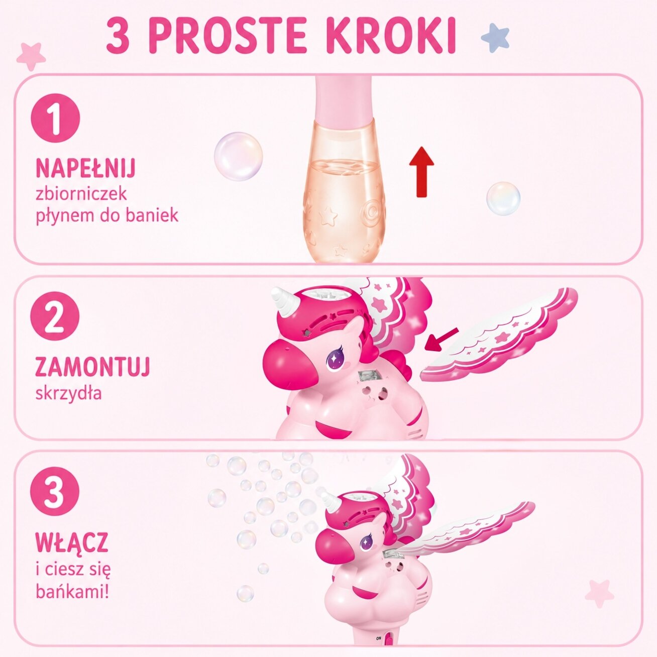 WOOPIE muilo burbulų aparatas Vienaragis Pistoletas Automatinis muilo burbulų šautuvas Rožinis 2 WOOPIE muilo burbulų aparatas Vienaragis Pistoletas Automatinis muilo burbulų šautuvas Rožinis 2