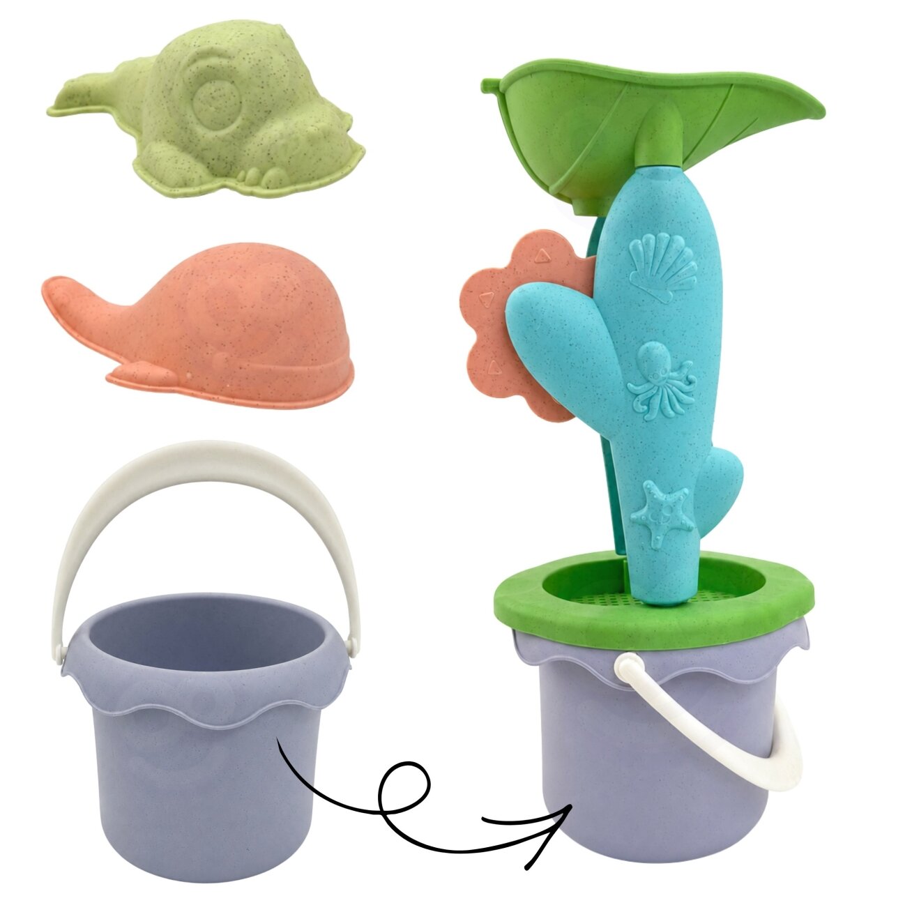 WOOPIE GREEN rinkinys su kibirėliu ir vandens ratuku 4 vnt. 4