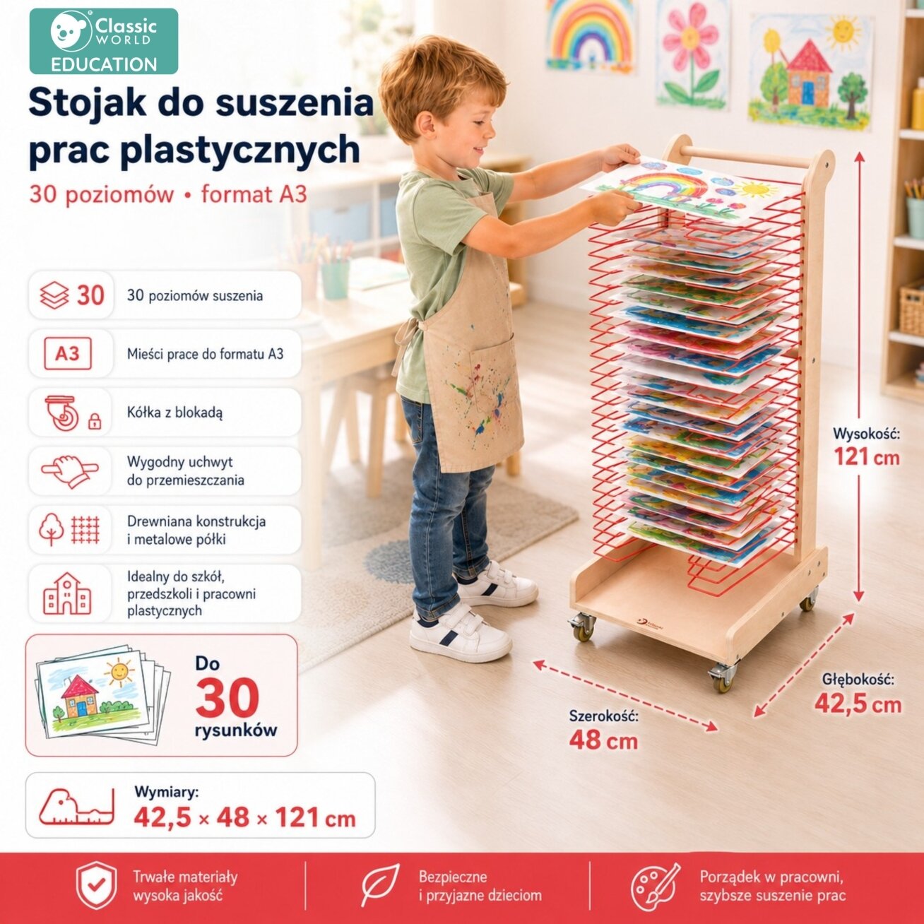 CLASSIC WORLD EDU Dailės darbų džiovinimo stovas - 30 lygių 5