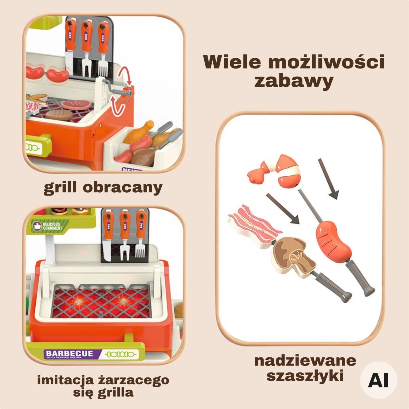 WOOPIE Interaktyvus BBQ grilinimo vežimėlis Grilio stotelė 51 el. Tikro grilinimo efektai 2 WOOPIE Interaktyvus BBQ grilinimo vežimėlis Grilio stotelė 51 el. Tikro grilinimo efektai 2