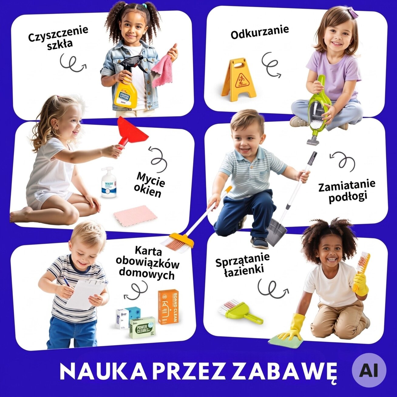 Woopie valymo rinkinys vaikams vežimėlis siurblys priedai XXL 22 vnt. 1