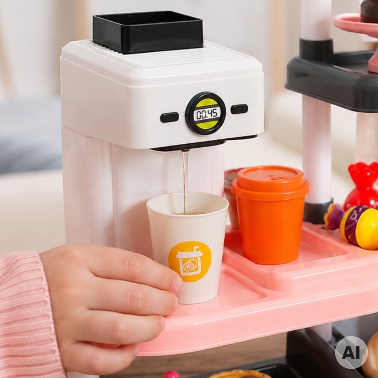WOOPIE Kavinė Konditerija Parduotuvėlė Vaikams Kasa Aparatas Espresso Garsas 3