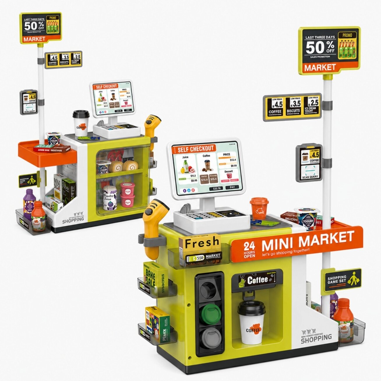 WOOPIE Savitarnos parduotuvės kasa Mini Market ekspresas priedai 2