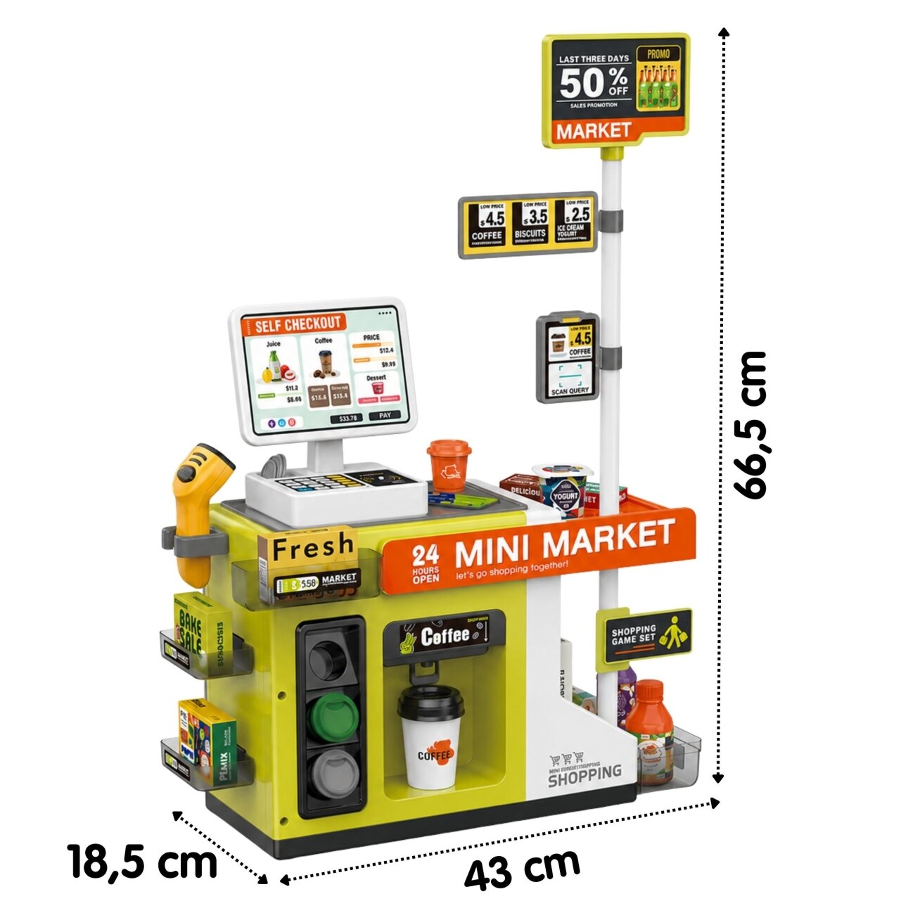 WOOPIE Savitarnos parduotuvės kasa Mini Market ekspresas priedai 3