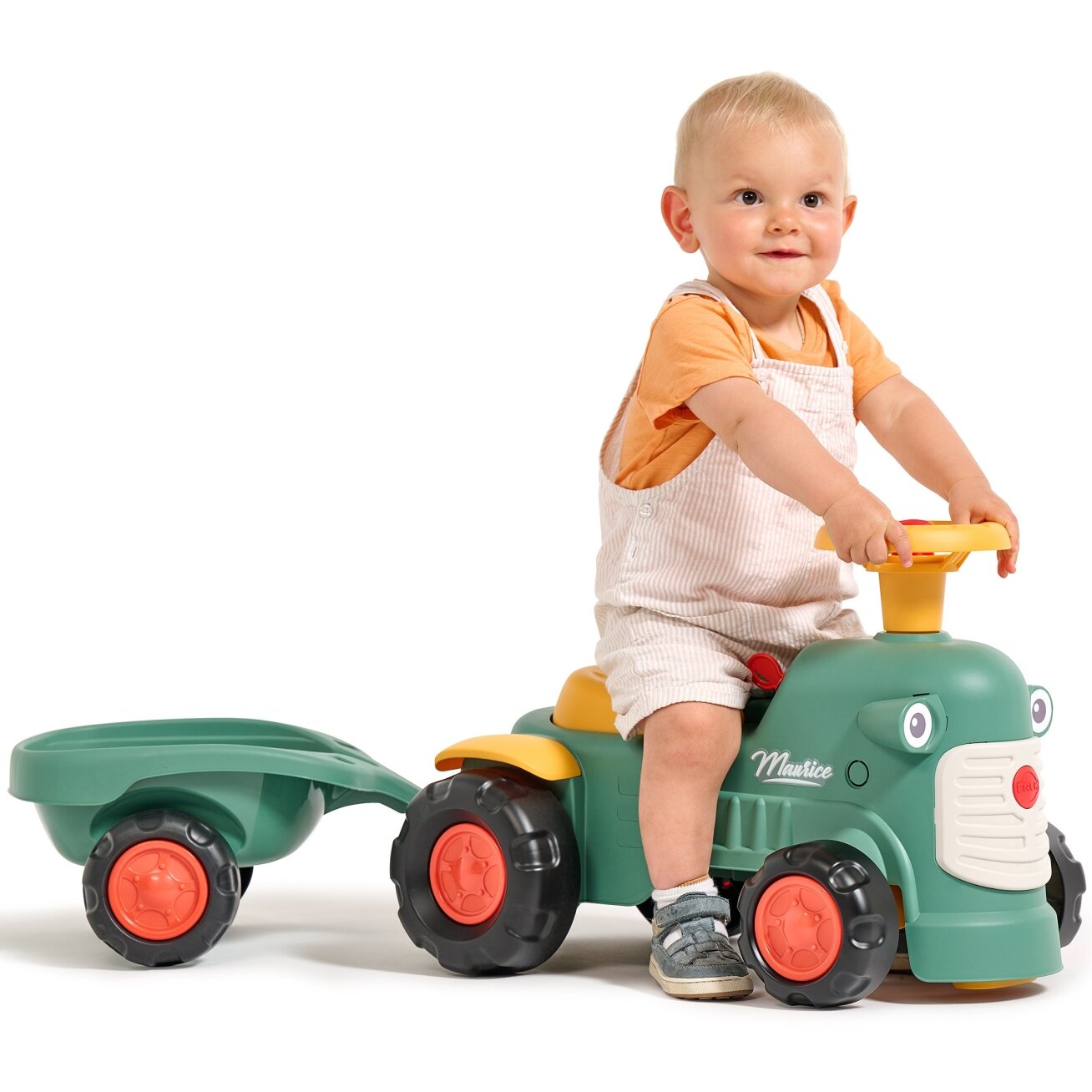 FALK Baby Maurice žalias vintažinis traktoriukas su priekaba nuo 1 iki 3 metų 3