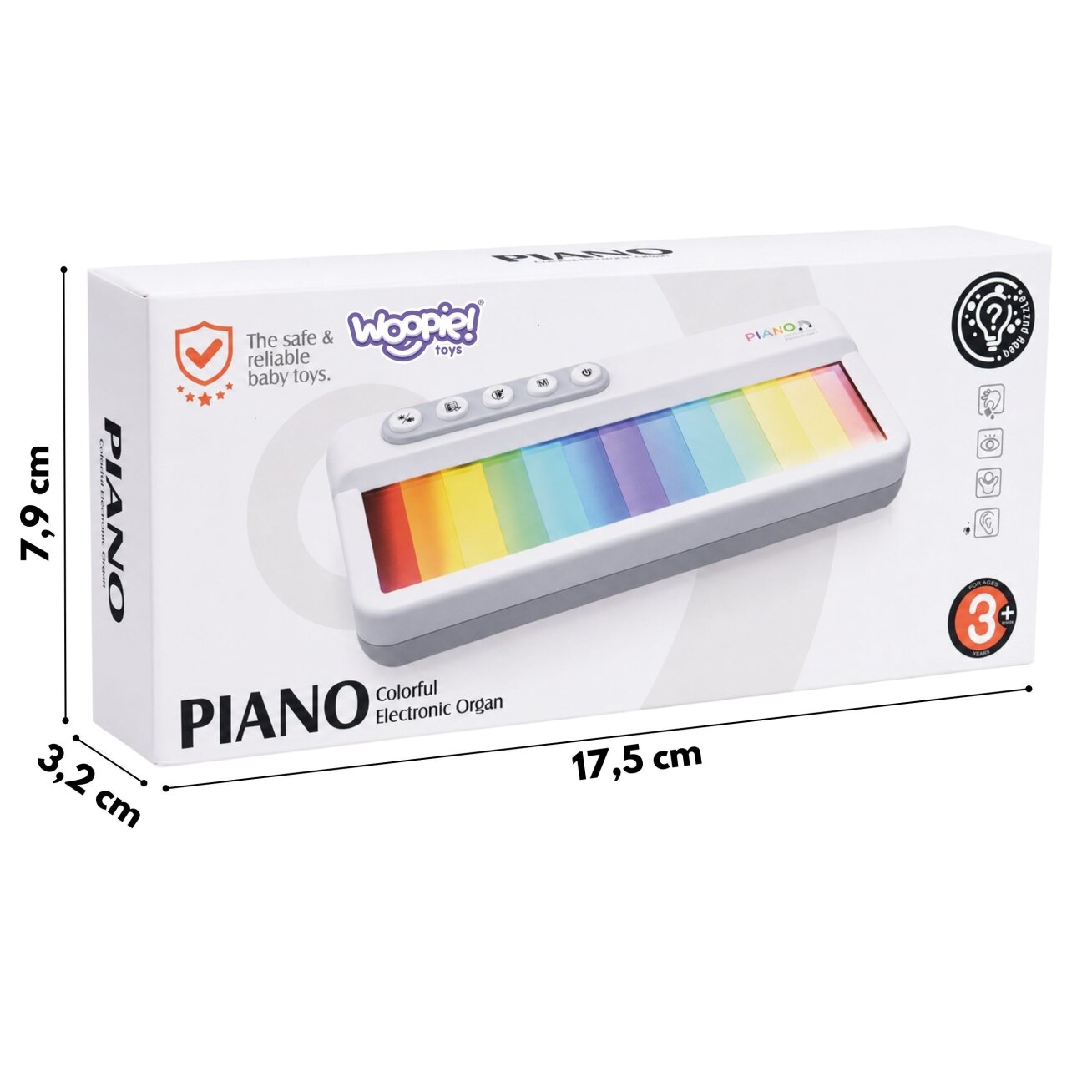 WOOPIE Vaivorykštinis liečiamas pianinas su apšvietimu ir mokymosi režimu 3+ 4