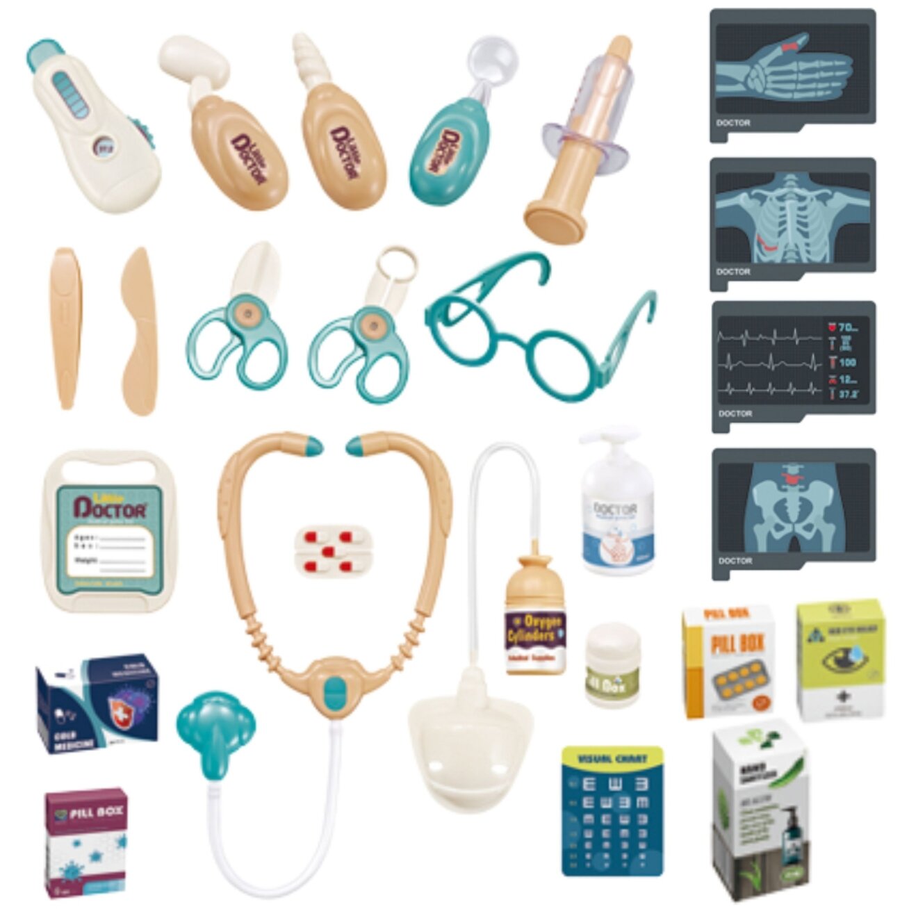 WOOPIE Gydytojo vežimėlis Rinkinys Mažasis daktaras EKG Garsas Šviesa Reguliuojamas 26el 3 WOOPIE Gydytojo vežimėlis Rinkinys Mažasis daktaras EKG Garsas Šviesa Reguliuojamas 26el 3