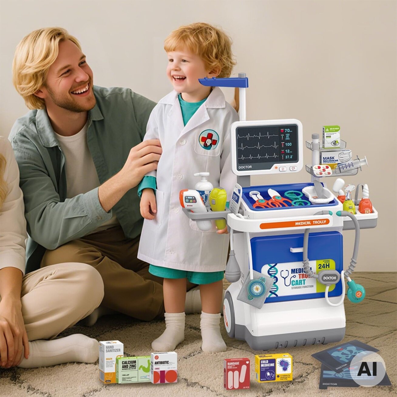 WOOPIE Interaktyvus mažojo daktaro vežimėlis medicininis rinkinys Rentgenas 115cm 2 WOOPIE Interaktyvus mažojo daktaro vežimėlis medicininis rinkinys Rentgenas 115cm 2