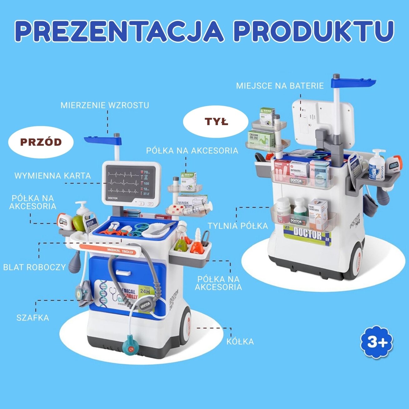 WOOPIE Interaktyvus mažojo daktaro vežimėlis medicininis rinkinys Rentgenas 115cm 4 WOOPIE Interaktyvus mažojo daktaro vežimėlis medicininis rinkinys Rentgenas 115cm 4