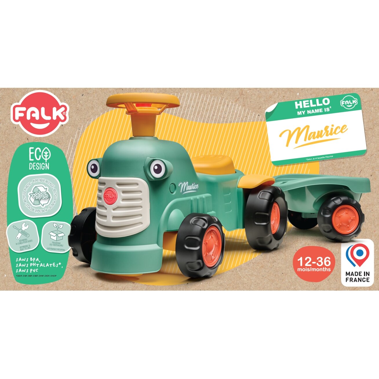 FALK Baby Maurice žalias vintažinis traktoriukas su priekaba nuo 1 iki 3 metų 10 FALK Baby Maurice žalias vintažinis traktoriukas su priekaba nuo 1 iki 3 metų 10