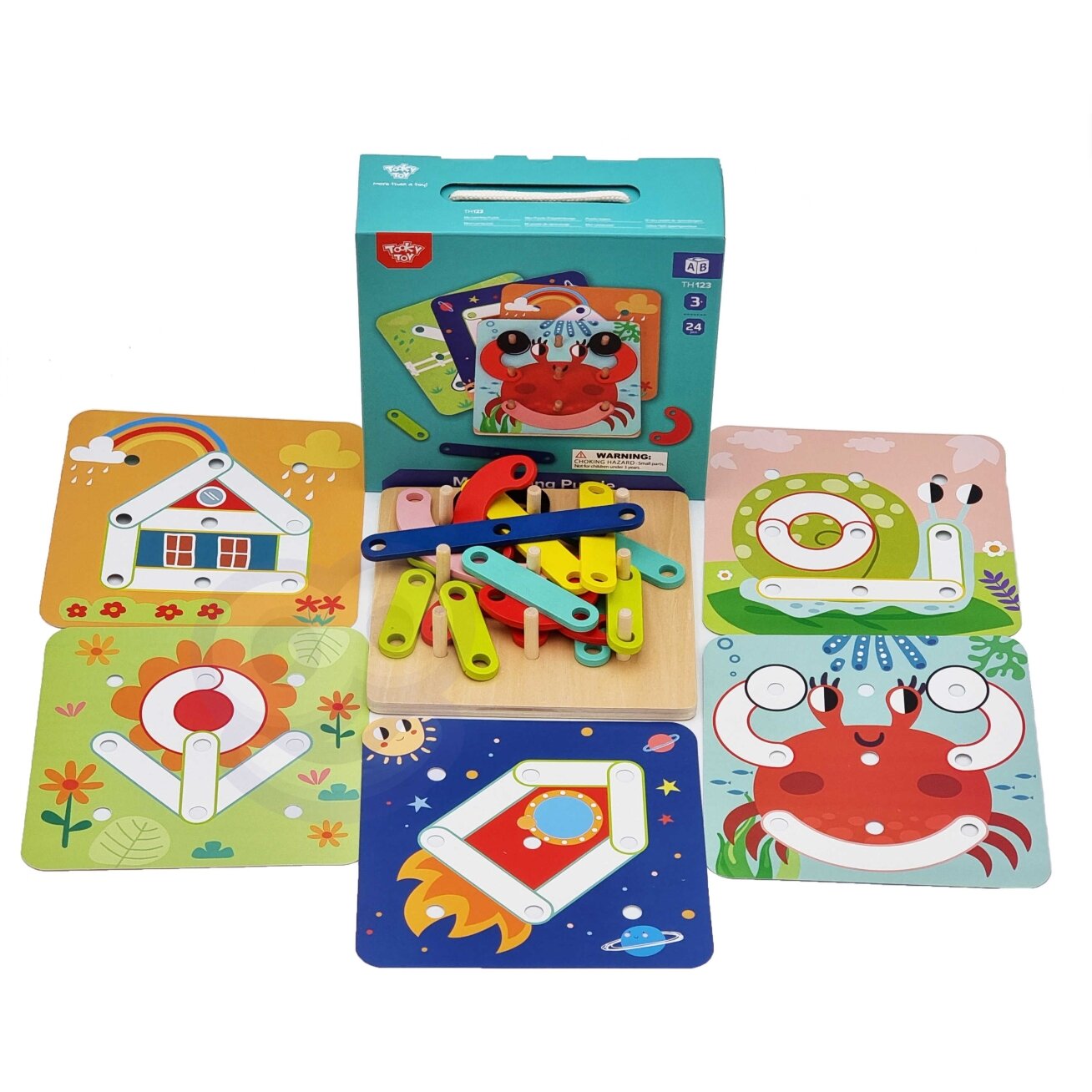 TOOKY TOY Medinė dėlionė Kaladėlės Kaišteliai Gyvūnų raštai atkurti FSC sertifikatas 12