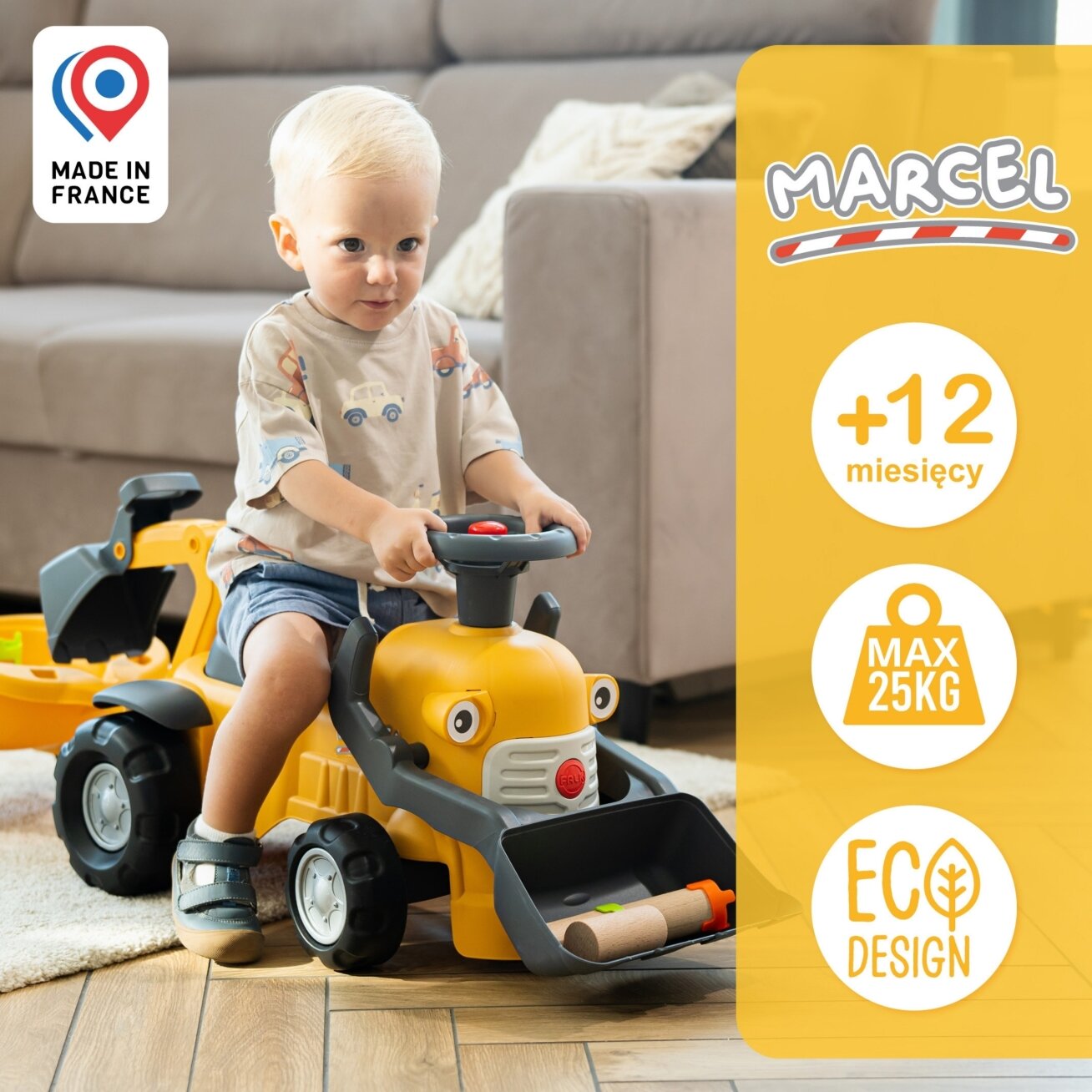 FALK vaikštynė-važiuoklė Ežiukas Ekskavatorius Marcel su priekaba 4