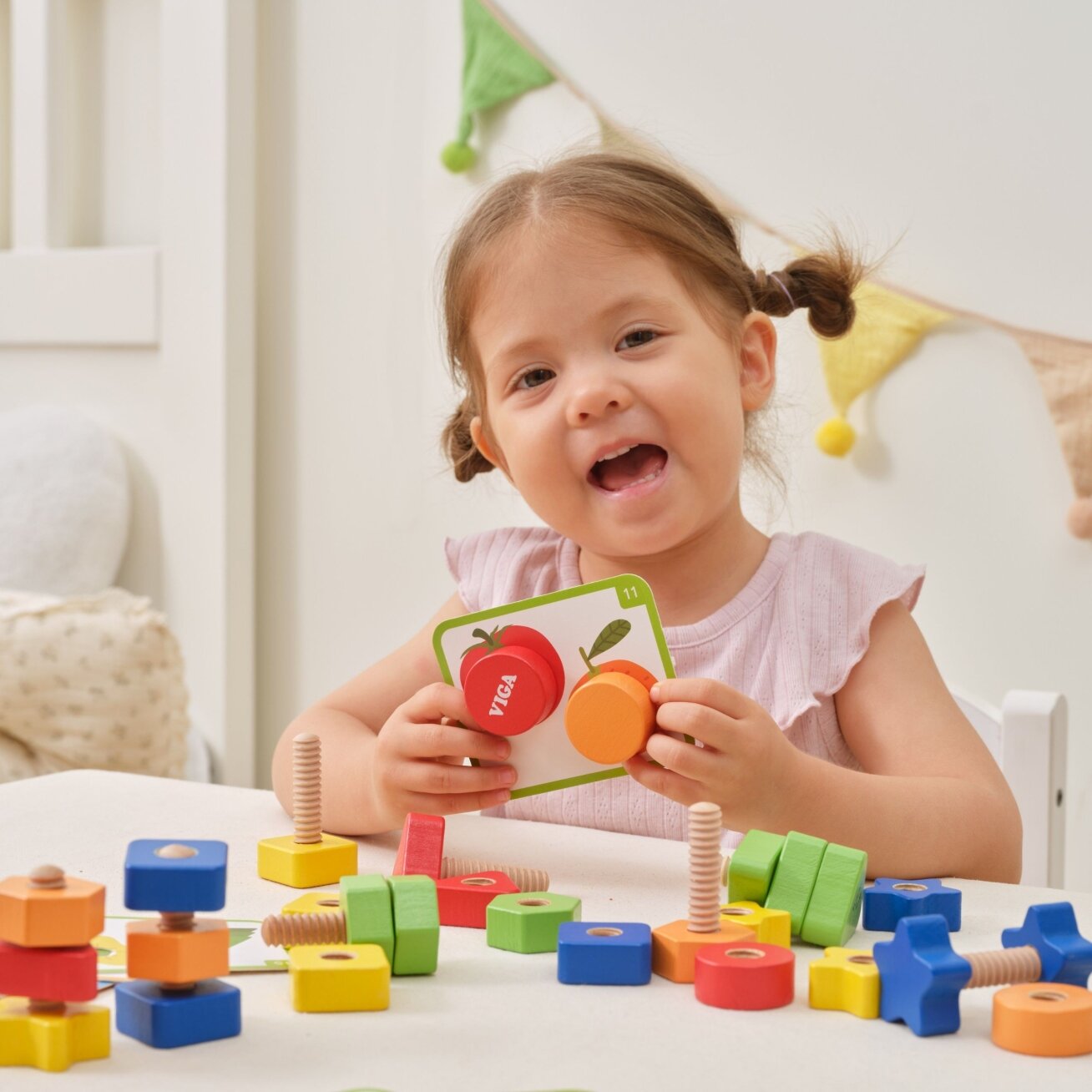 VIGA Varžtai Veržlės Montessori žaislas Spalvų derinimas 30 EL 4 VIGA Varžtai Veržlės Montessori žaislas Spalvų derinimas 30 EL 4
