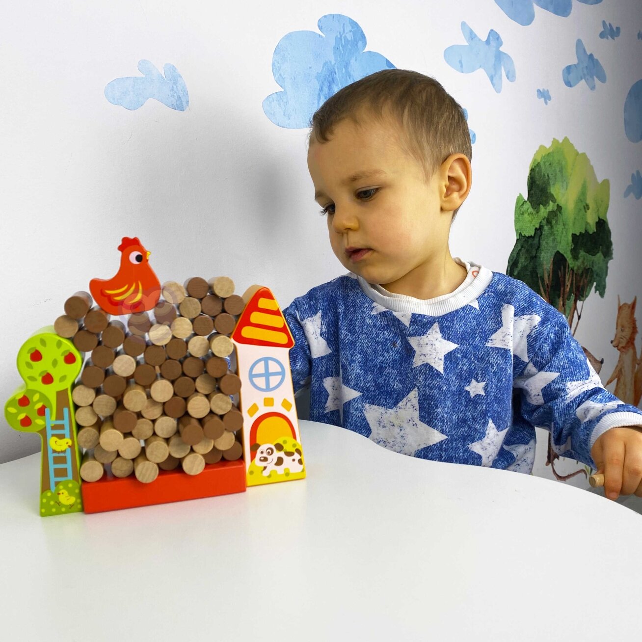 TOOKY TOY Vikrumo žaidimas Krentanti višta Medinis ūkis 3 TOOKY TOY Vikrumo žaidimas Krentanti višta Medinis ūkis 3