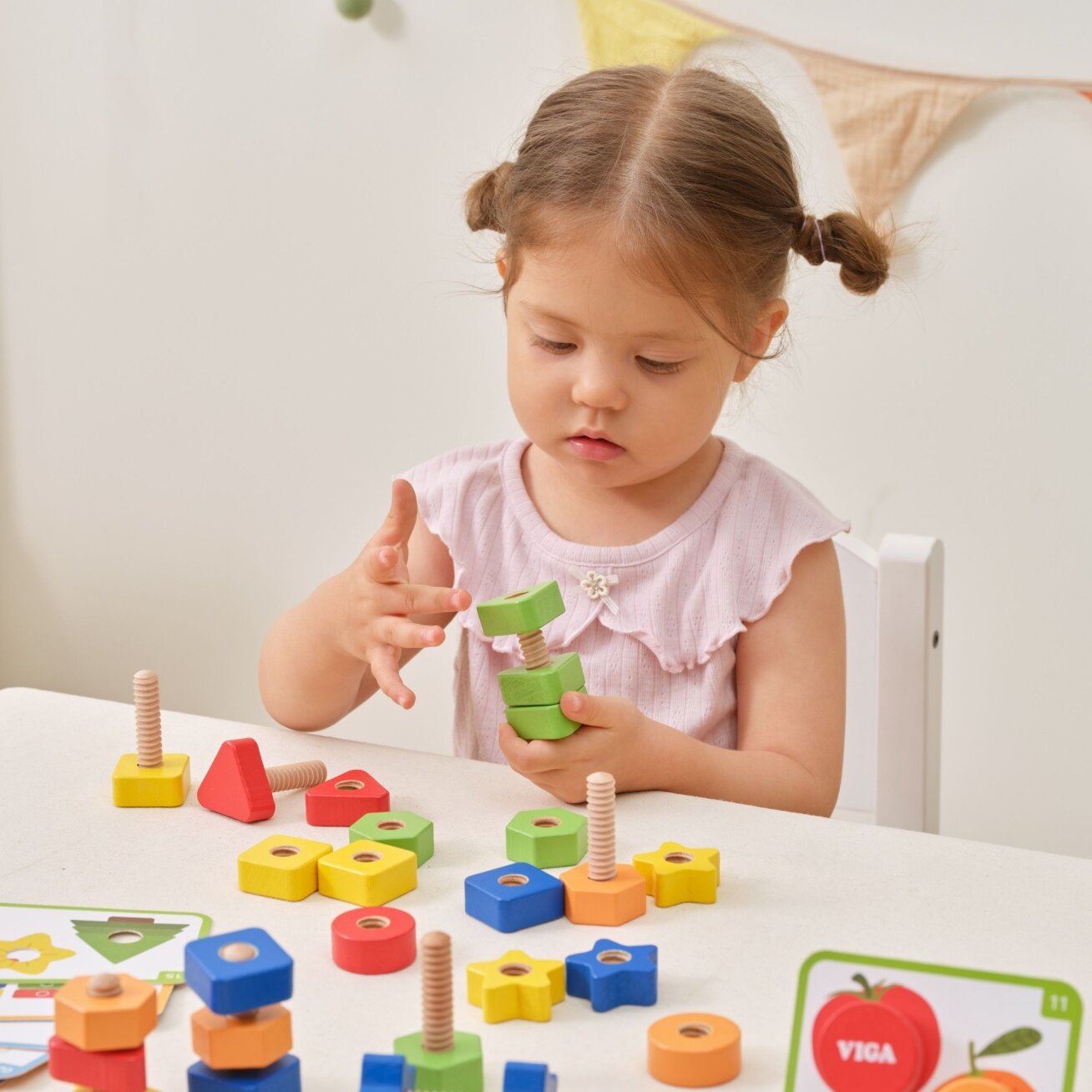 VIGA Varžtai Veržlės Montessori žaislas Spalvų derinimas 30 EL 5