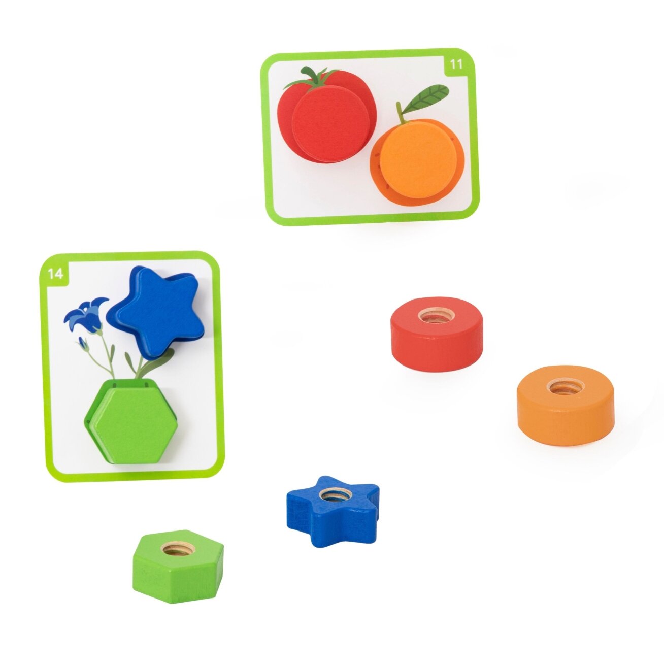 VIGA Varžtai Veržlės Montessori žaislas Spalvų derinimas 30 EL 10